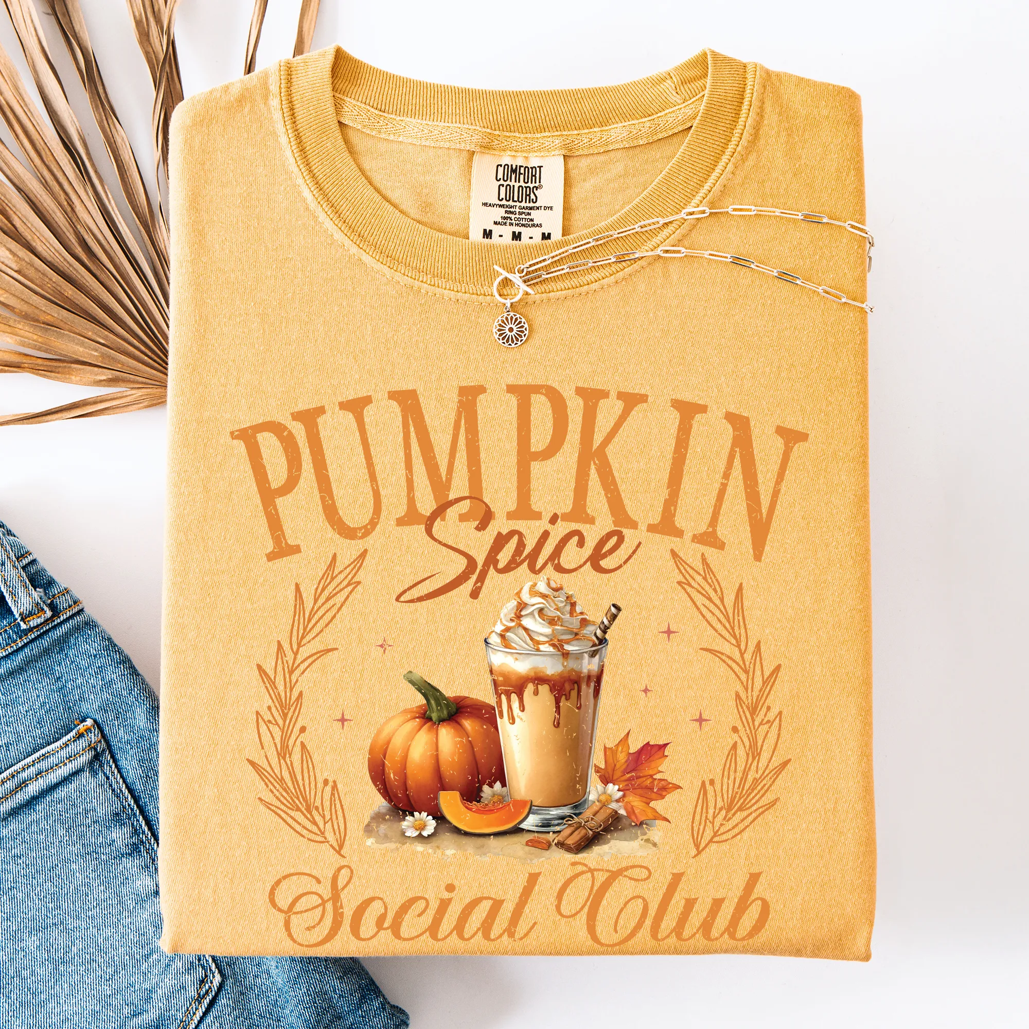 Pumpkin Spice Social Club Autumn Night Watercolor Illustration Edition Comfort Colors Tee sold by Refinery Number One product image thumbnail 4