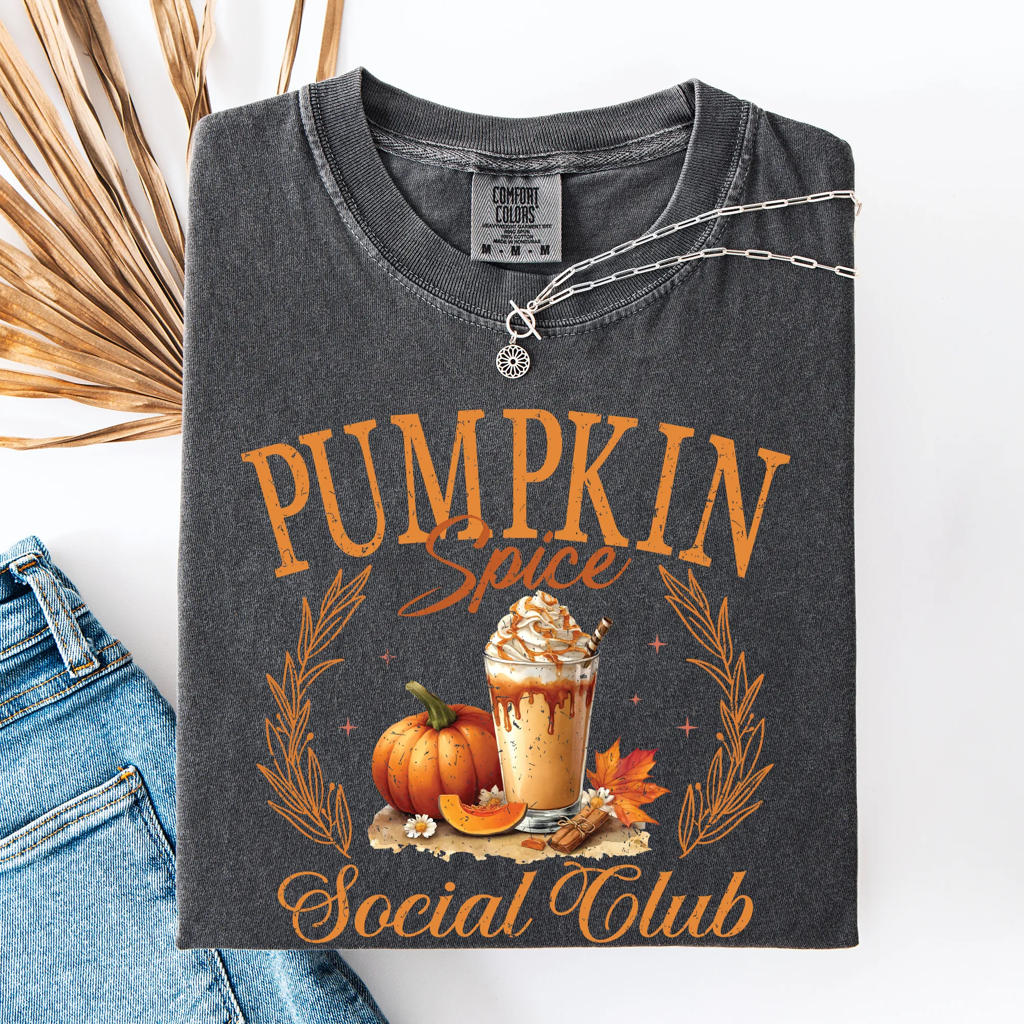 Pumpkin Spice Social Club Autumn Night Watercolor Illustration Edition Comfort Colors Tee sold by Refinery Number One