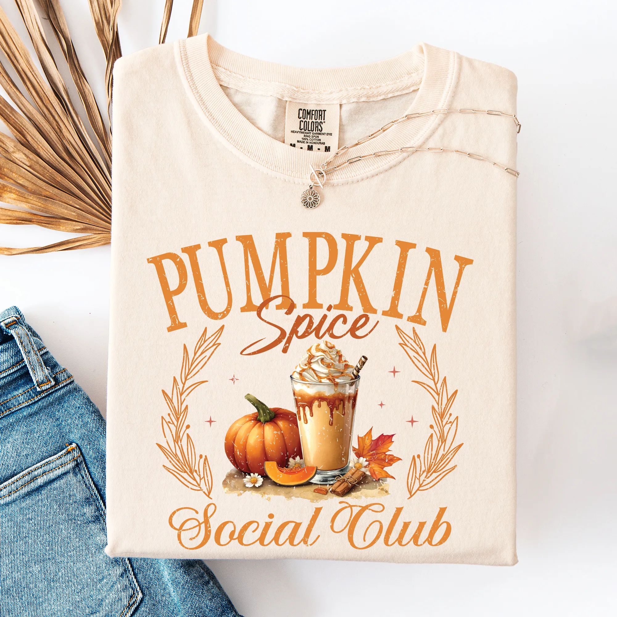 Pumpkin Spice Social Club Autumn Night Watercolor Illustration Edition Comfort Colors Tee sold by Refinery Number One product image thumbnail 2