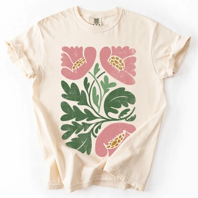 Pink Poppies, Vintage Boho, Nature, Comfort Colors T-Shirt sold by Refinery Number One