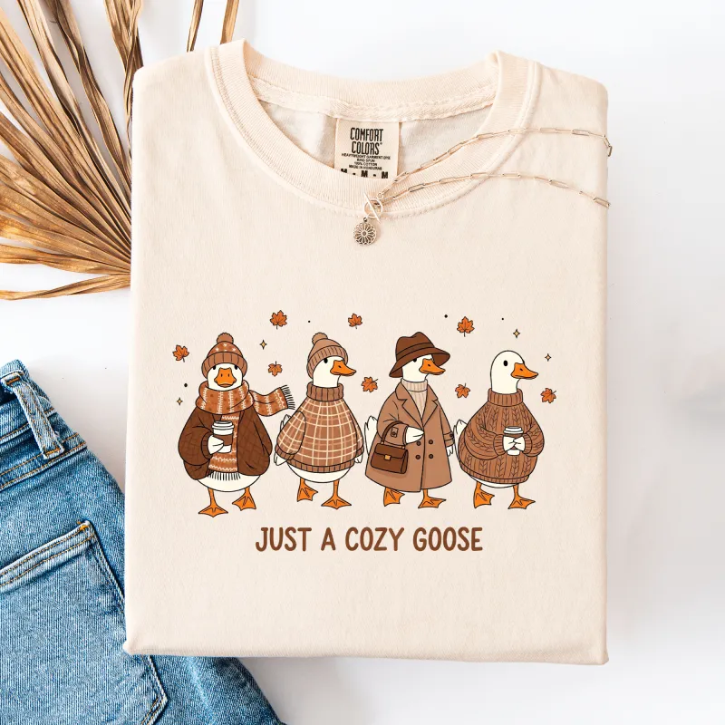 Just a Cozy Goose, Autumn Goose, Comfort Colors T-Shirt sold by Refinery Number One
