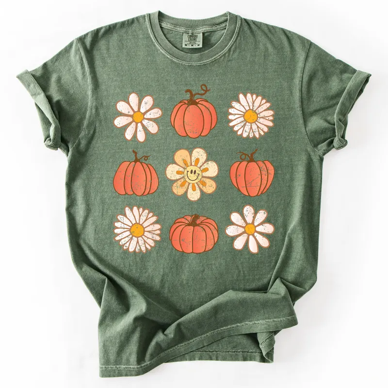 Flowers and Pumpkins, Minimalist Autumn, Fall, Halloween, Comfort Colors T-Shirt sold by Refinery Number One
