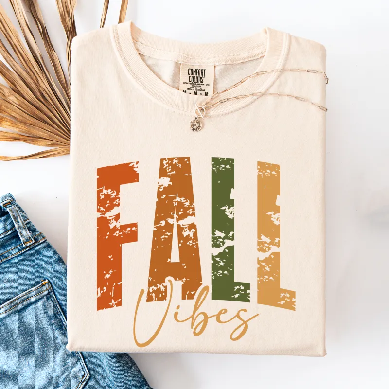 Fall Vibes, Retro Varsity, Autumn, Pumpkin, Comfort Colors T-Shirt sold by Refinery Number One