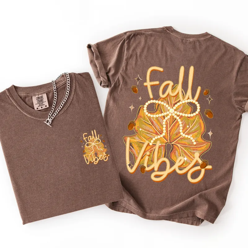 Fall Vibes, Coquette, Front and Back, Leaves, Autumn, Comfort Colors T-Shirt sold by Refinery Number One