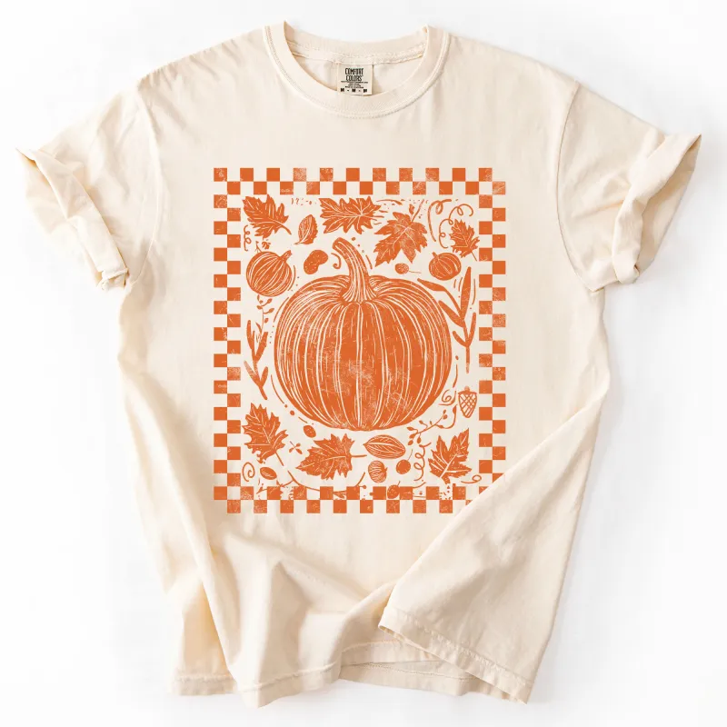 Checkered Pumpkin, Minimalist, Autumn, Fall, Comfort Colors T-Shirt sold by Refinery Number One