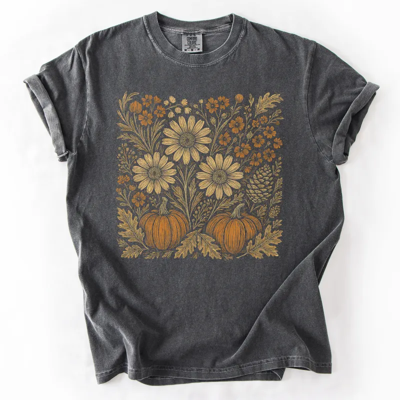 Autumn Wildflowers, Minimalist, Gorgeous, Fall, Pumpkin, Comfort Colors T-Shirt sold by Refinery Number One