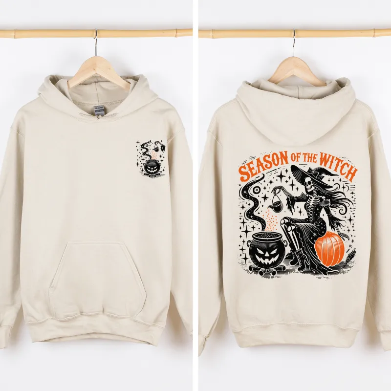 Season of the Witch, Halloween, Front and Back, Spooky, Graphic Hoodie, Hooded Sweatshirt sold by Refinery Number One
