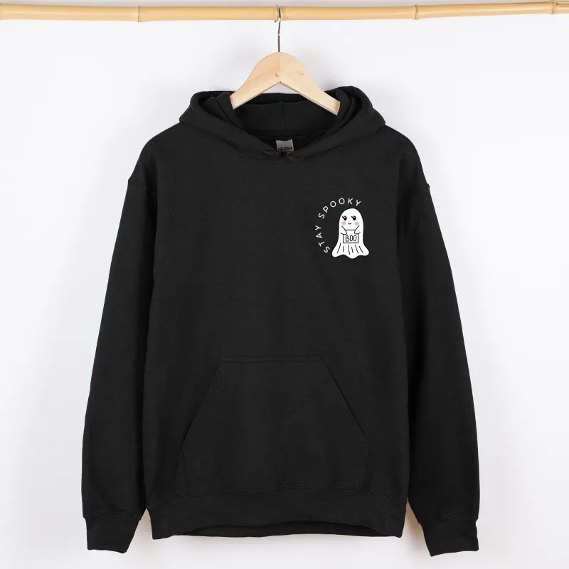 Stay Spooky, Ghost, Cute, Halloween Pocket, Graphic Hoodie, Hooded Sweatshirt sold by Refinery Number One
