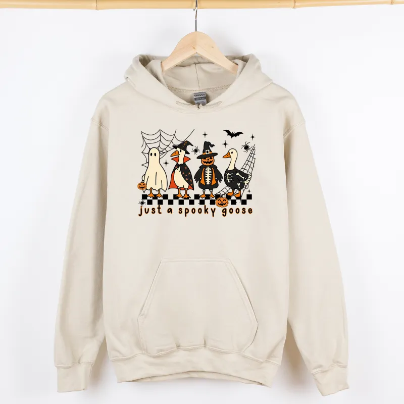 Just A Spooky Goose, Checkered, Halloween, Spooky, Graphic Hoodie, Hooded Sweatshirt sold by Refinery Number One