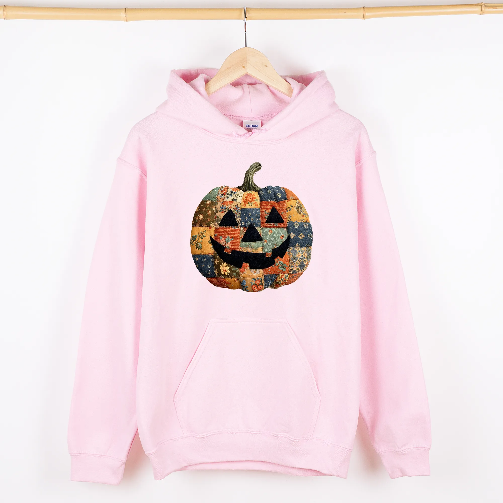 Jack-o-Lantern, Faux Quilt Pumpkin, Halloween, Fall, Autumn, Graphic Hoodie, Hooded Sweatshirt sold by Refinery Number One product image thumbnail 5