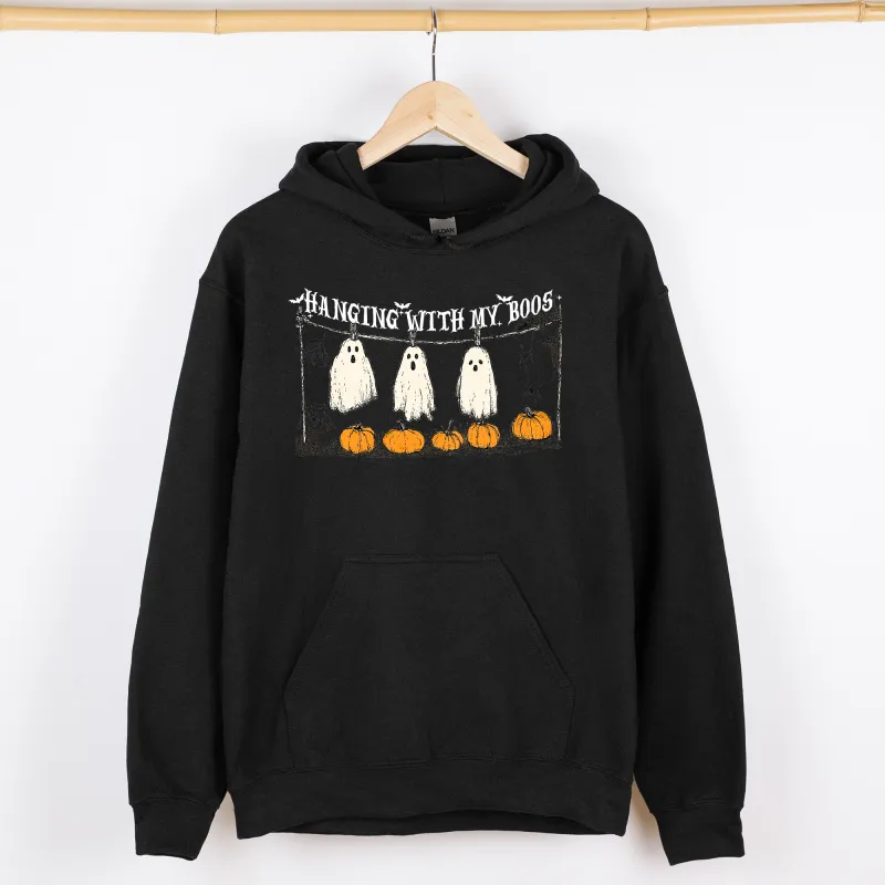 Hanging With My Boos, Ghosts, Halloween, Funny, Pumpkins, Graphic Hoodie, Hooded Sweatshirt sold by Refinery Number One