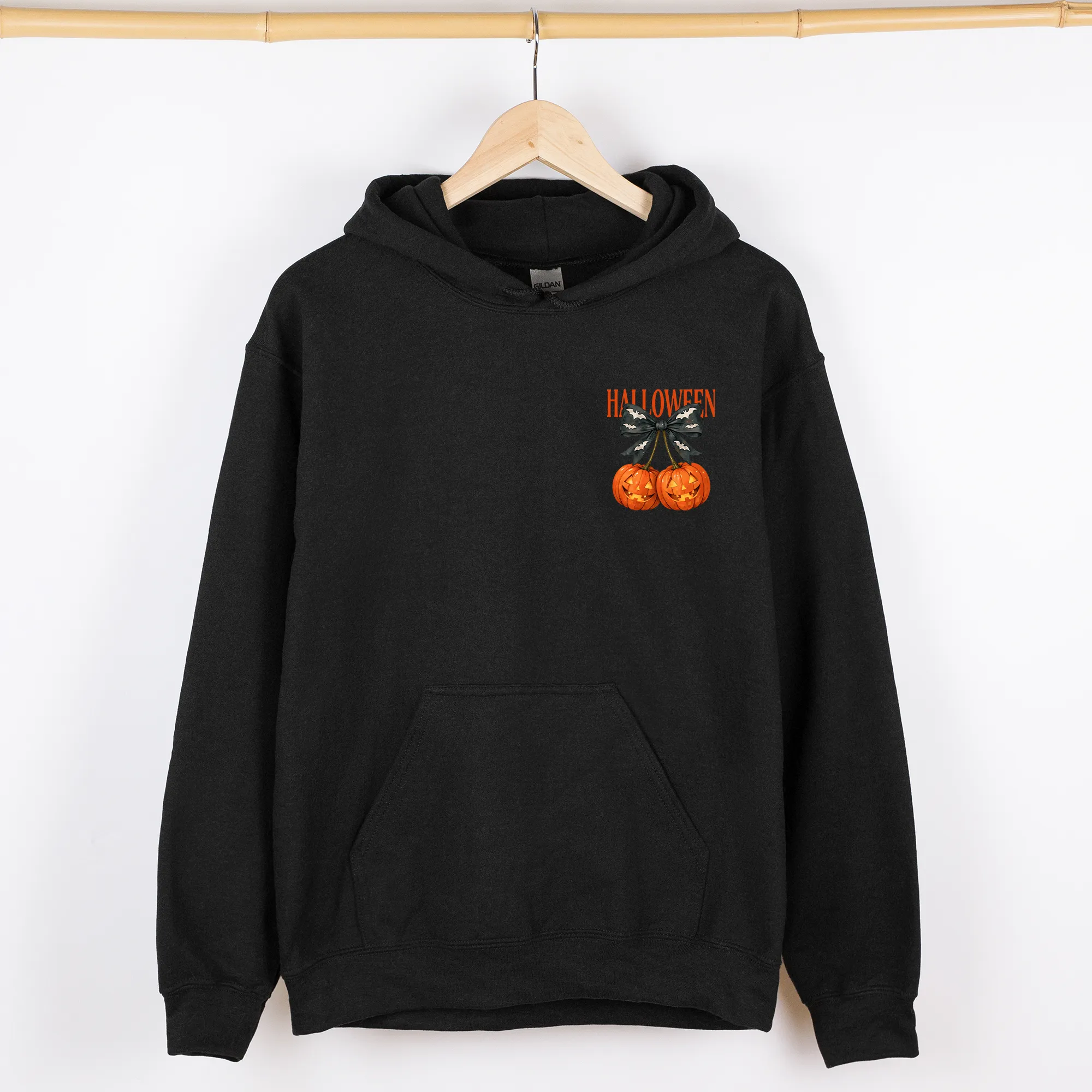 Halloween Jack-o-Lanterns, Cherry, Coquette, Cute, Adorable, Pocket, Graphic Hoodie, Hooded Sweatshirt sold by Refinery Number One