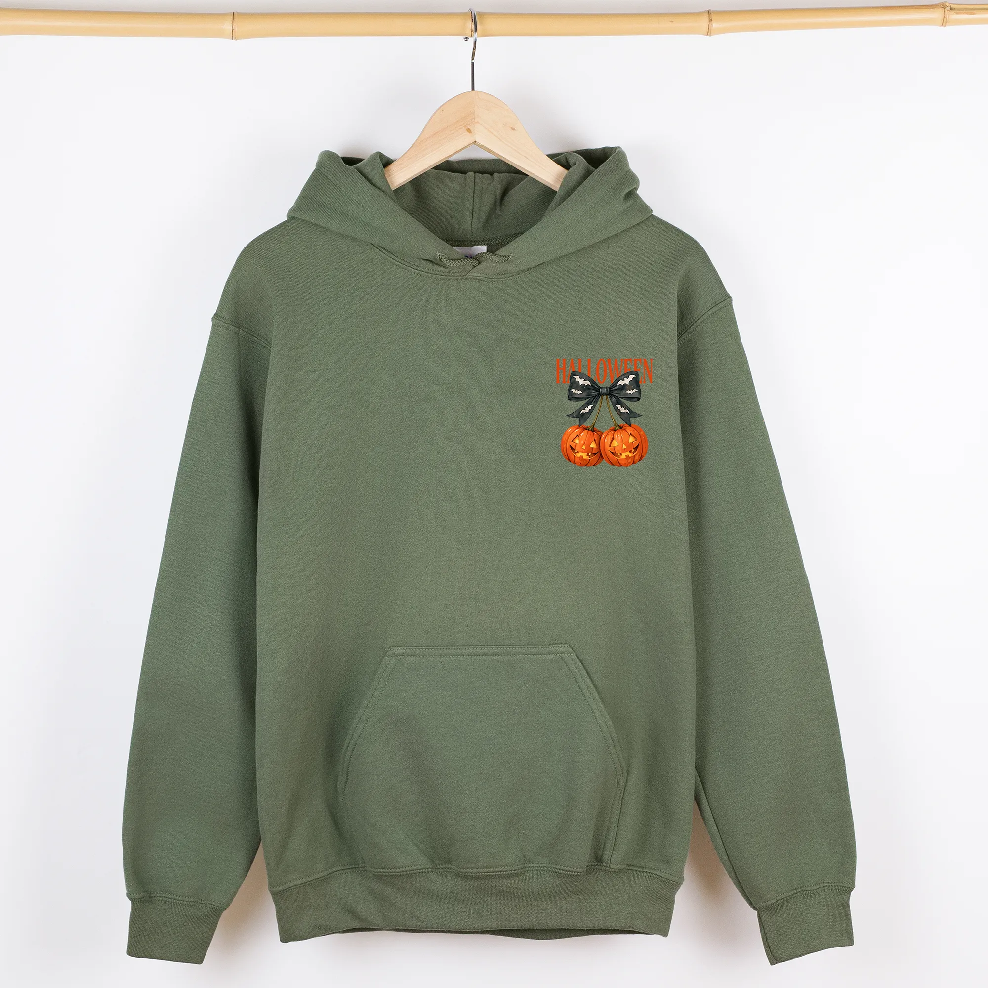 Halloween Jack-o-Lanterns, Cherry, Coquette, Cute, Adorable, Pocket, Graphic Hoodie, Hooded Sweatshirt sold by Refinery Number One product image thumbnail 4