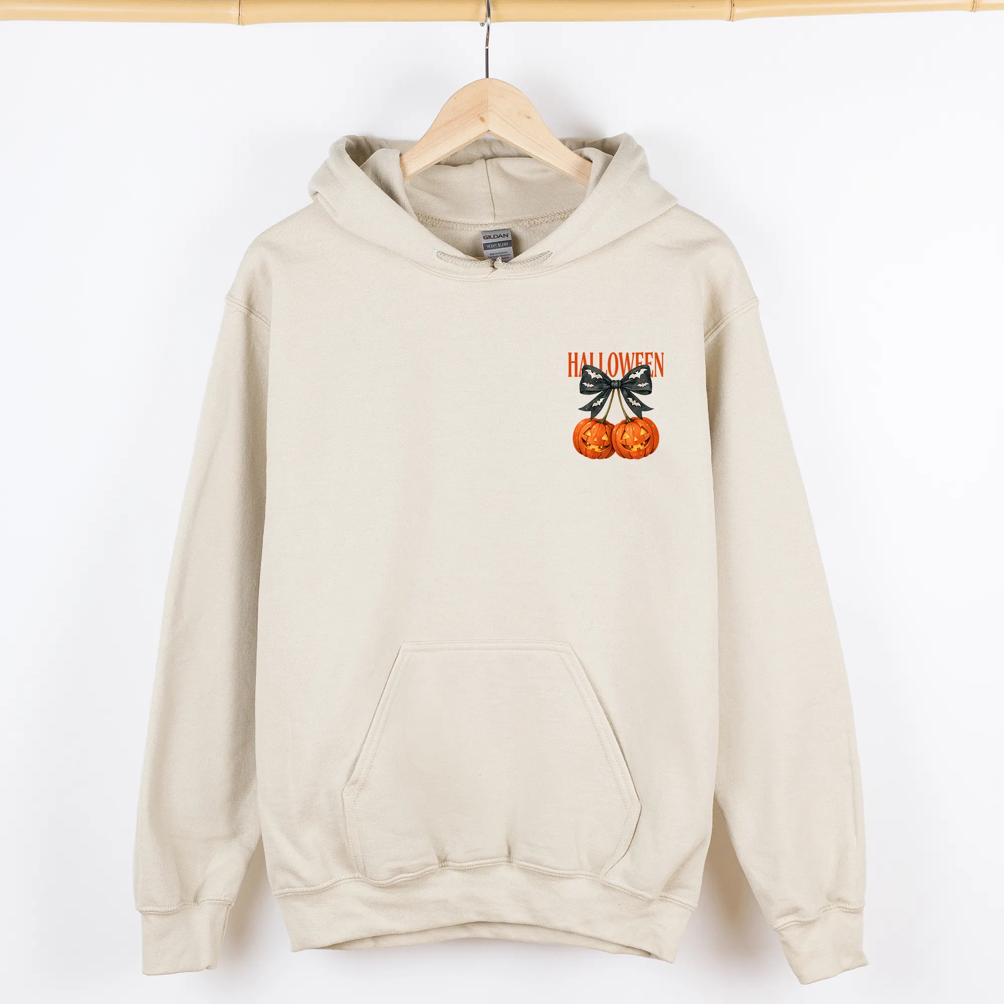 Halloween Jack-o-Lanterns, Cherry, Coquette, Cute, Adorable, Pocket, Graphic Hoodie, Hooded Sweatshirt sold by Refinery Number One product image thumbnail 3