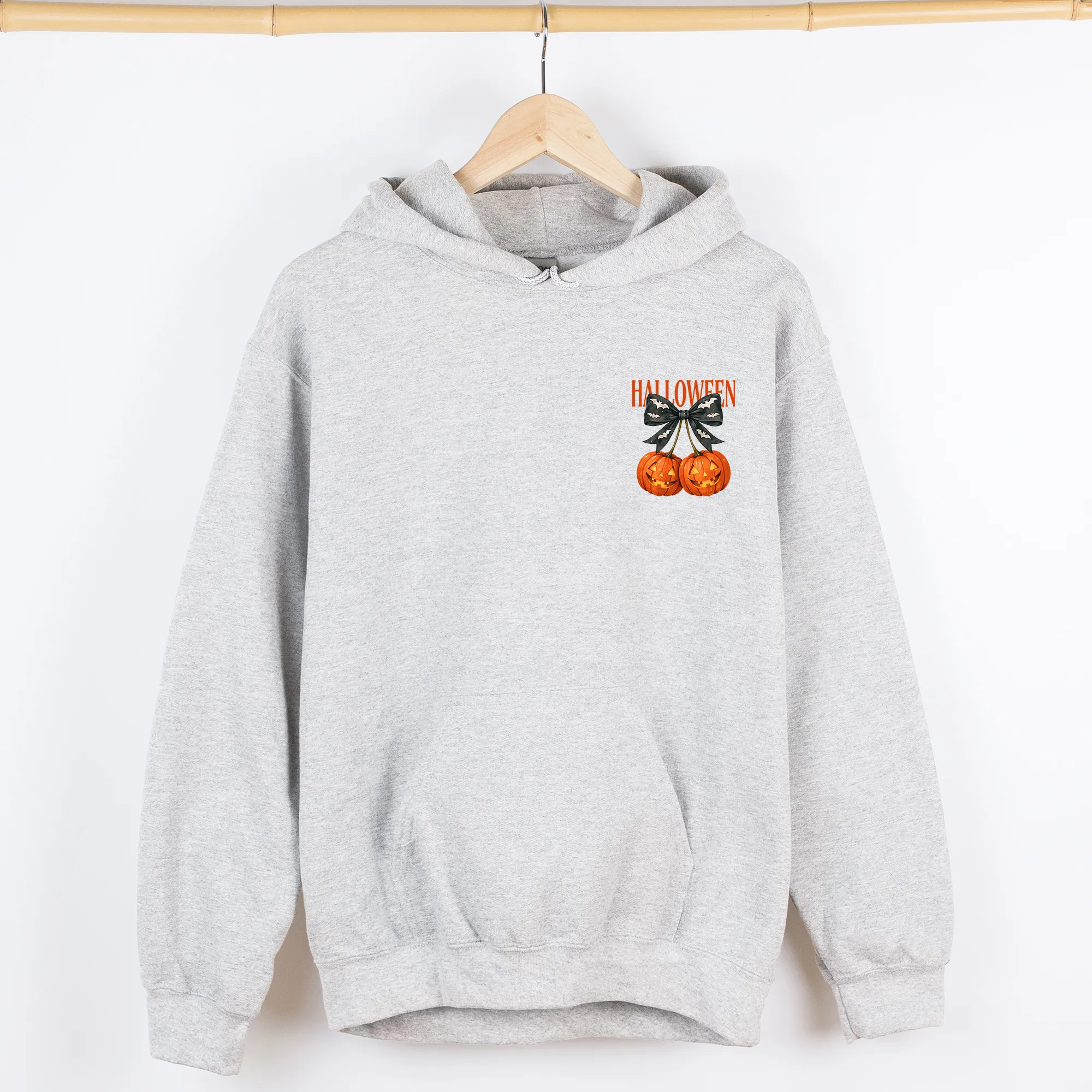 Halloween Jack-o-Lanterns, Cherry, Coquette, Cute, Adorable, Pocket, Graphic Hoodie, Hooded Sweatshirt sold by Refinery Number One product image thumbnail 2