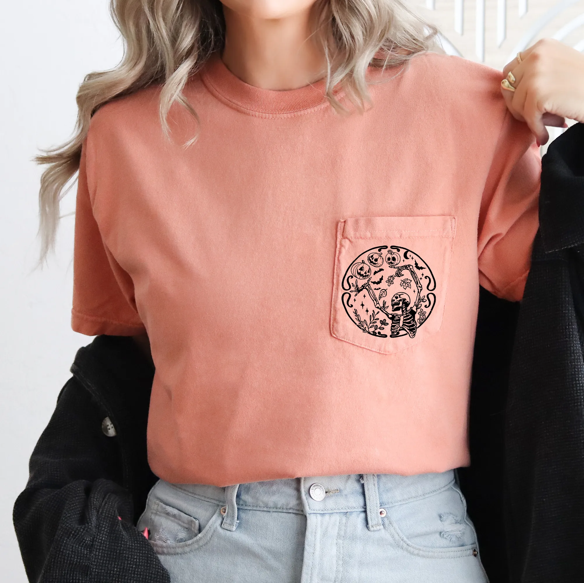 Tis The Season, Spooky, Skeleton, Funny, Halloween, Creepy, Comfort Colors Pocket T-Shirt sold by Refinery Number One product image thumbnail 2