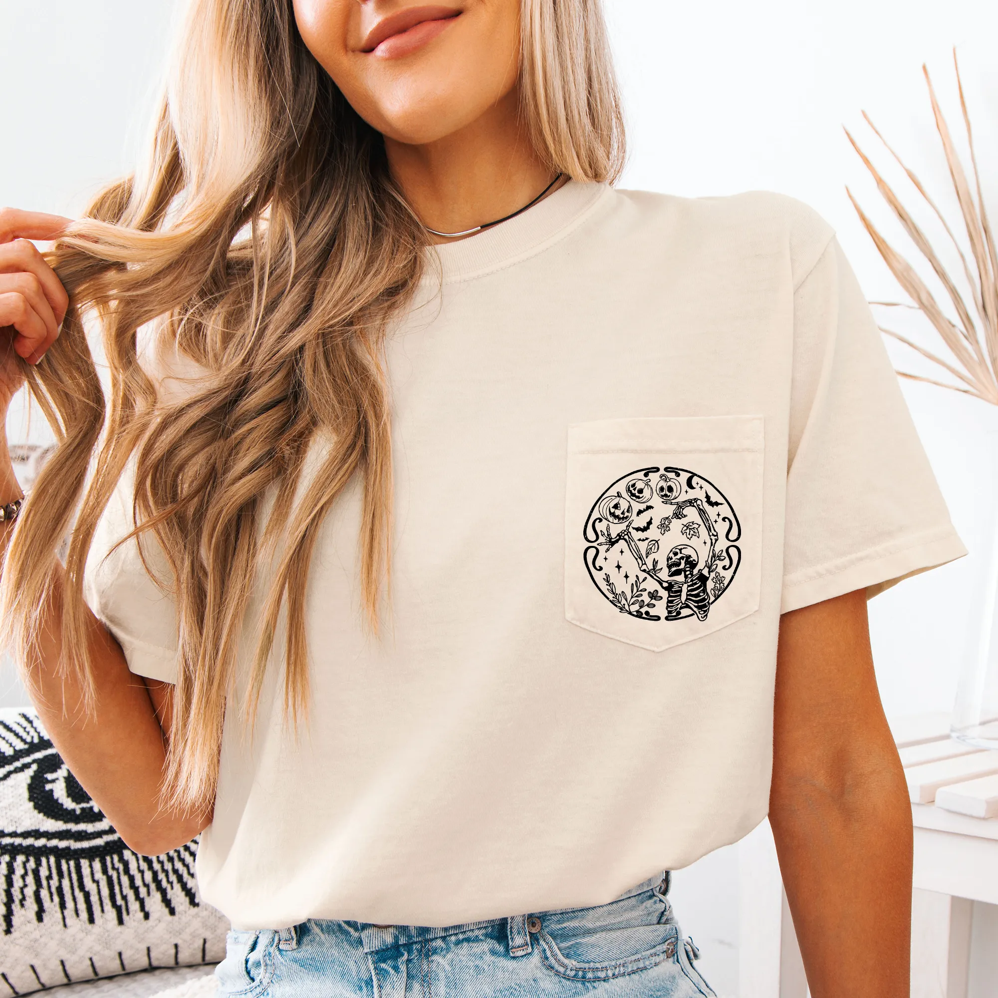 Tis The Season, Spooky, Skeleton, Funny, Halloween, Creepy, Comfort Colors Pocket T-Shirt sold by Refinery Number One product image thumbnail 3