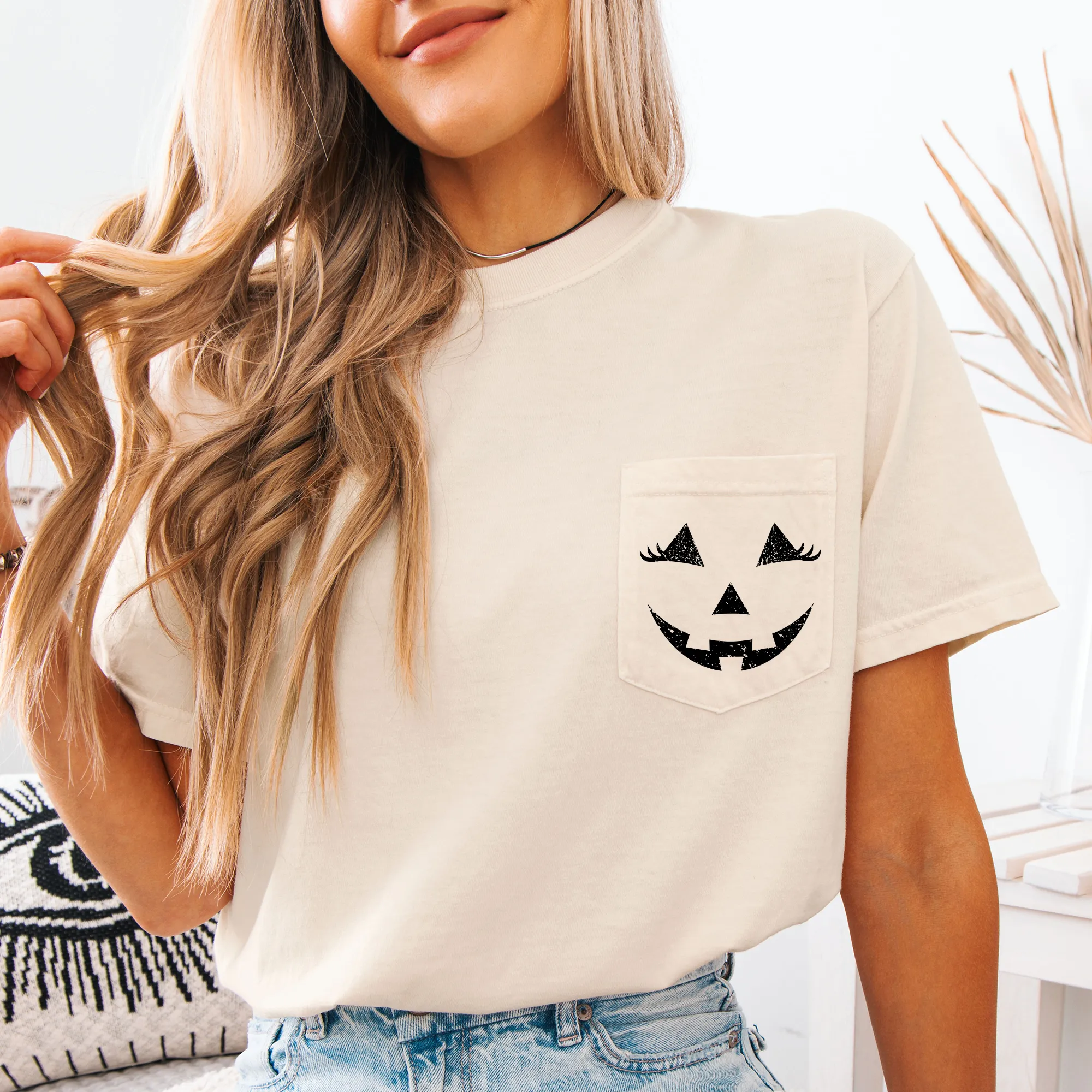 Cute Jack o Lantern, Halloween, Pocket, Comfort Colors Pocket T-Shirt sold by Refinery Number One product image thumbnail 4