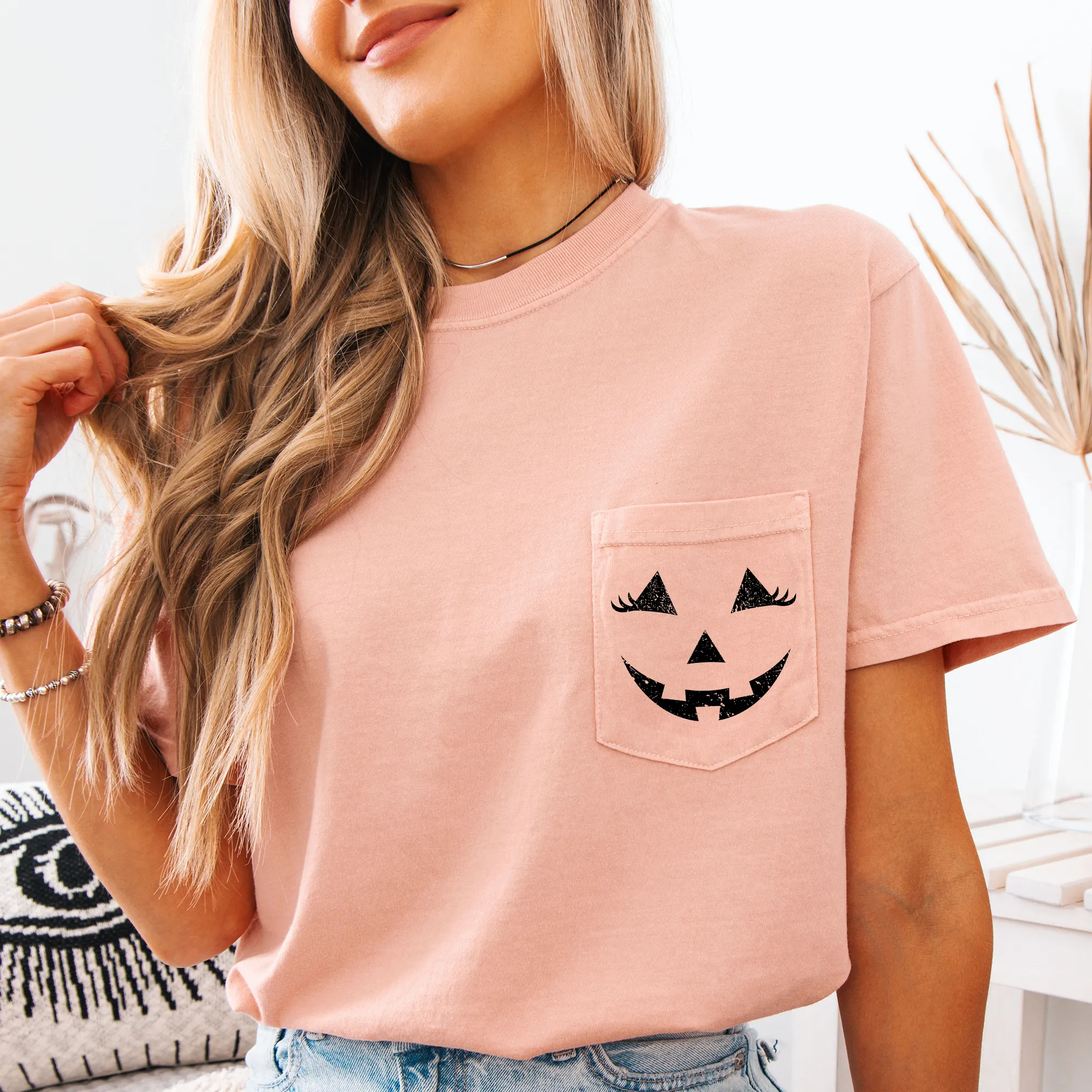 Cute Jack o Lantern, Halloween, Pocket, Comfort Colors Pocket T-Shirt sold by Refinery Number One product image thumbnail 5