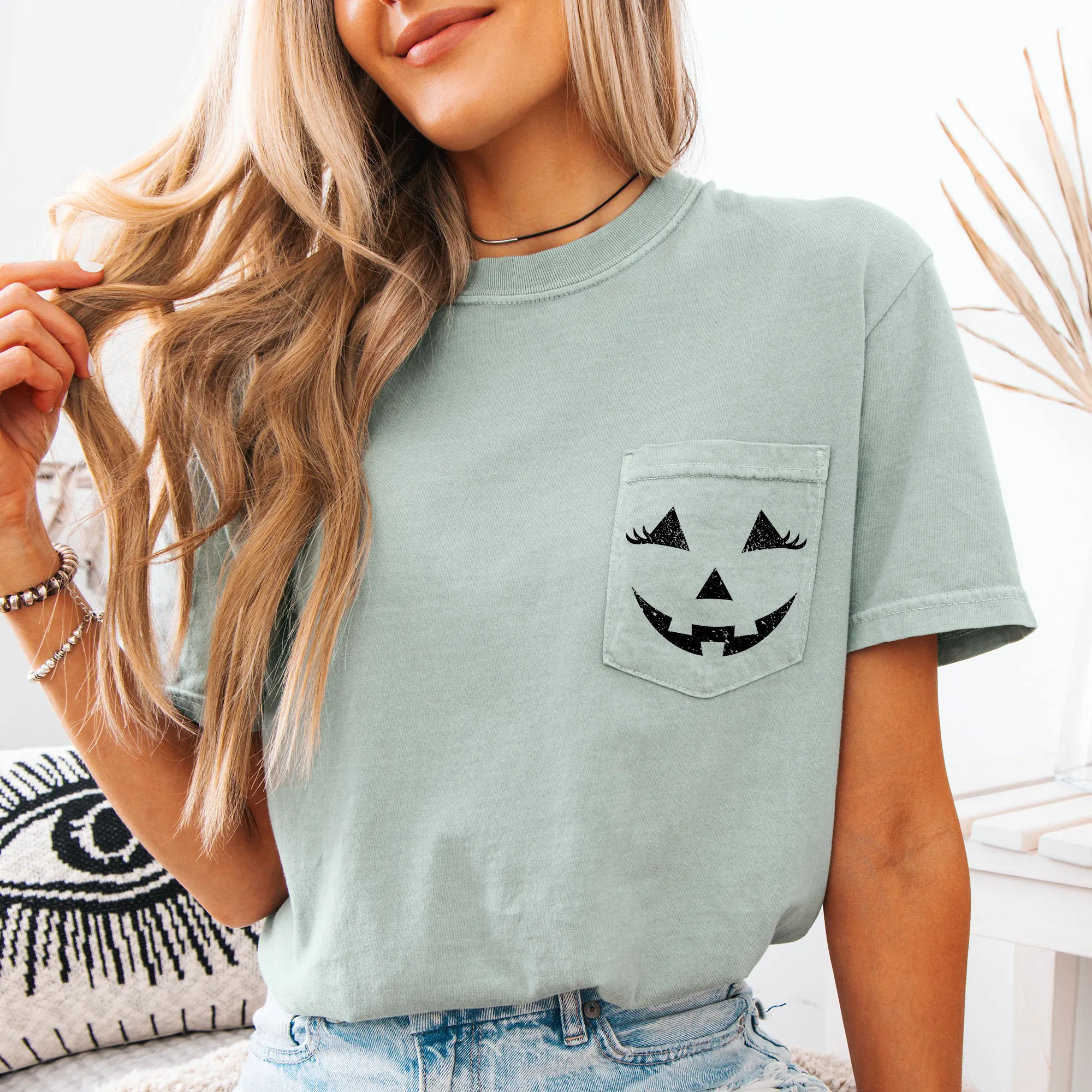Cute Jack o Lantern, Halloween, Pocket, Comfort Colors Pocket T-Shirt sold by Refinery Number One product image thumbnail 2
