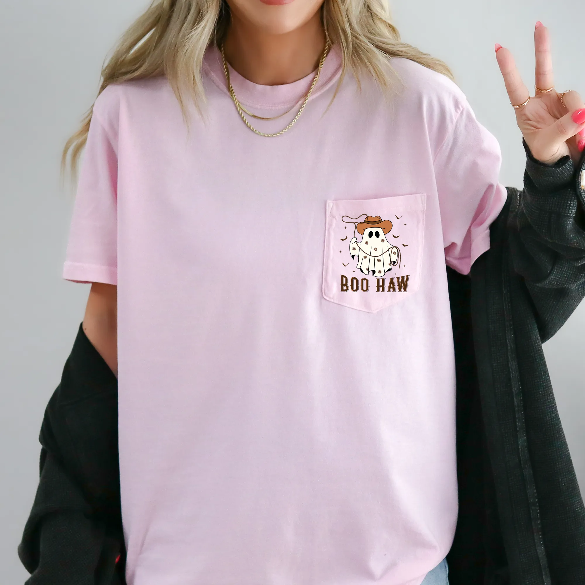 Boo Haw, Lasso, Cowboy, Western, Country, Halloween, Comfort Colors Pocket T-Shirt sold by Refinery Number One product image thumbnail 5