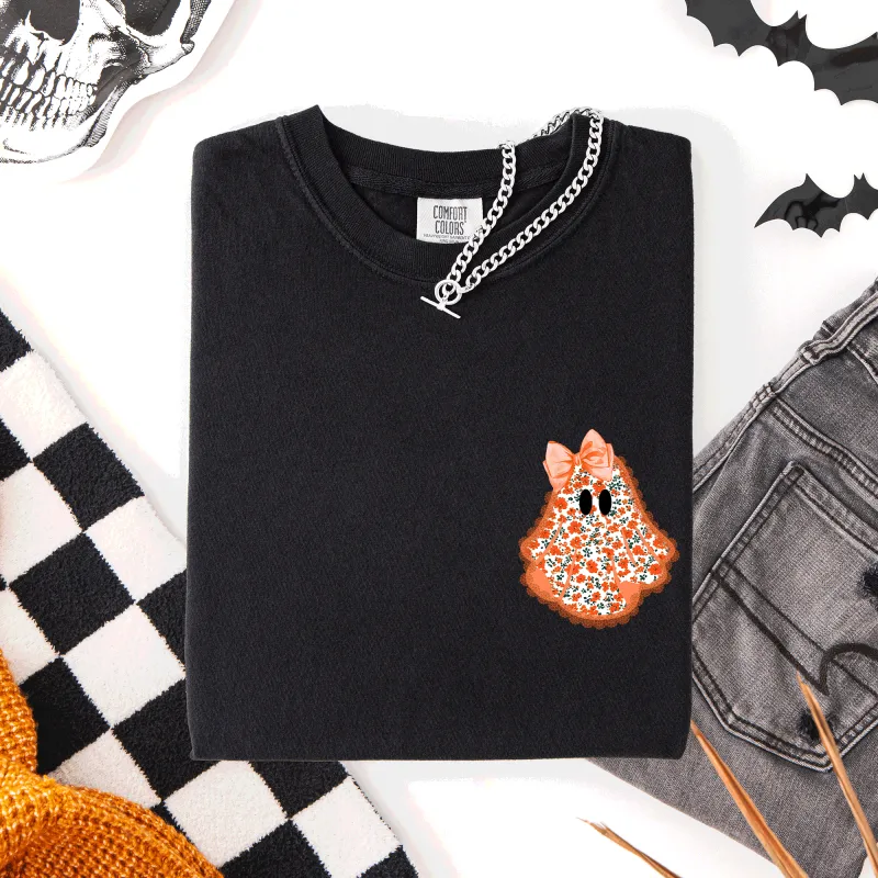 Cute Coquette, Faux Lace Ghost, Halloween, Pocket, Comfort Colors T-Shirt sold by Refinery Number One