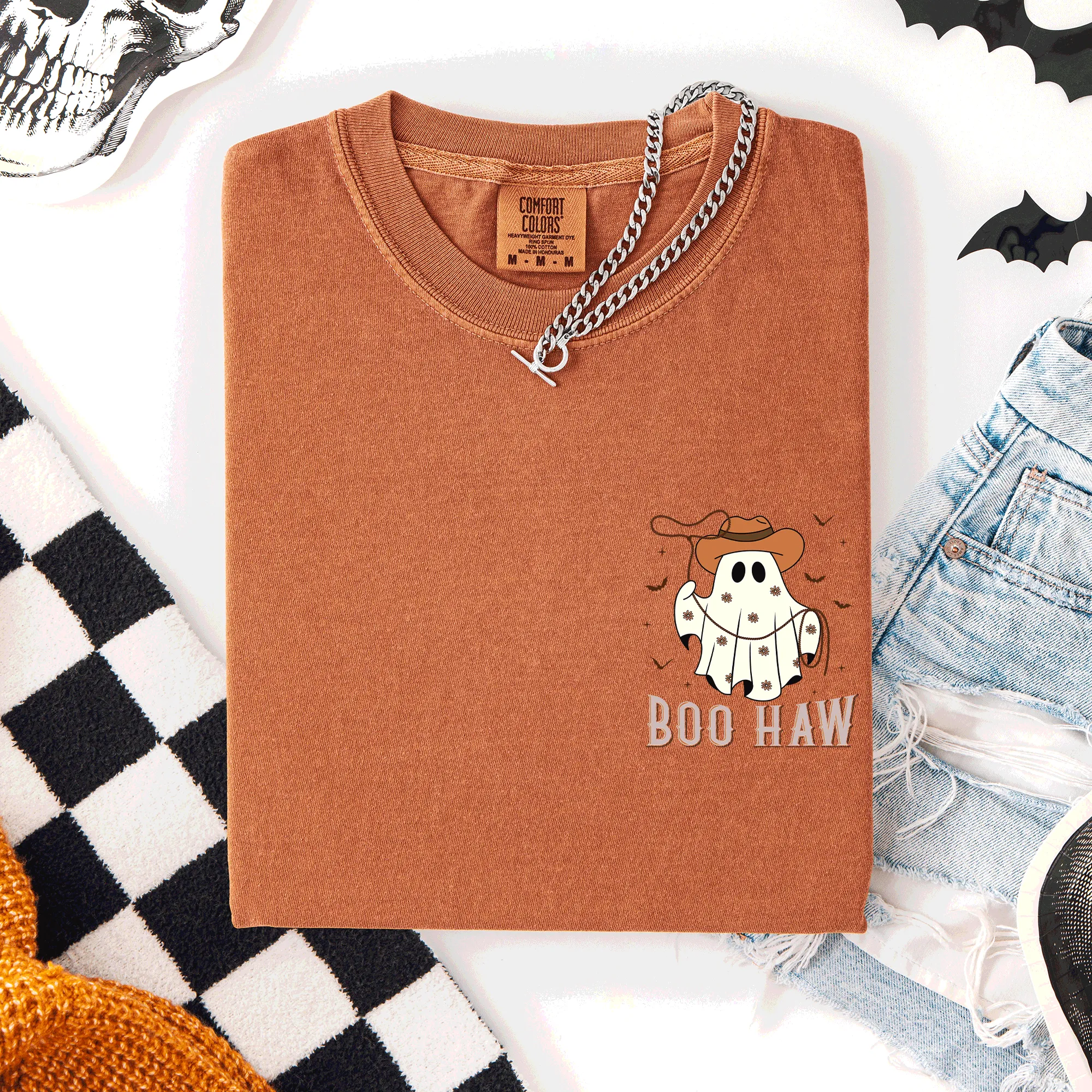 Boo Haw, Lasso, Cowboy, Western, Country, Halloween, Pocket, Comfort Colors T-Shirt sold by Refinery Number One product image thumbnail 5