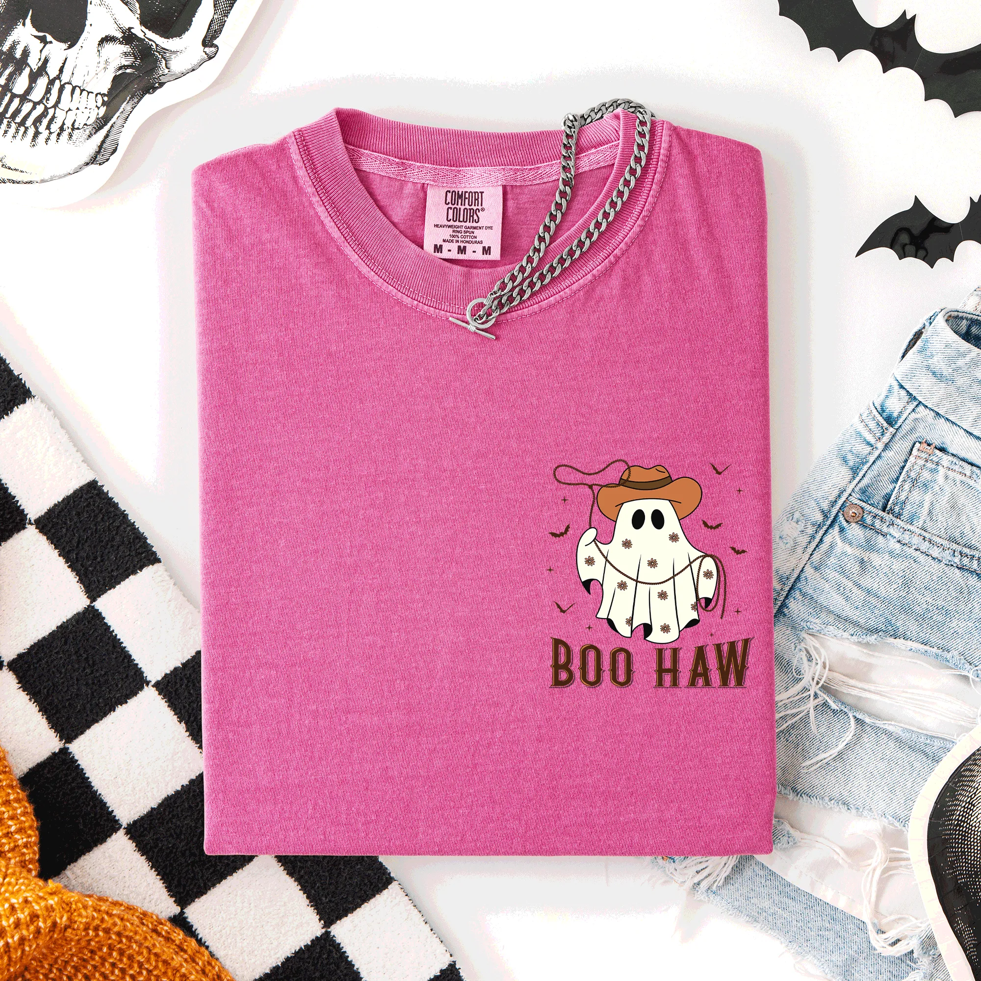 Boo Haw, Lasso, Cowboy, Western, Country, Halloween, Pocket, Comfort Colors T-Shirt sold by Refinery Number One product image thumbnail 4