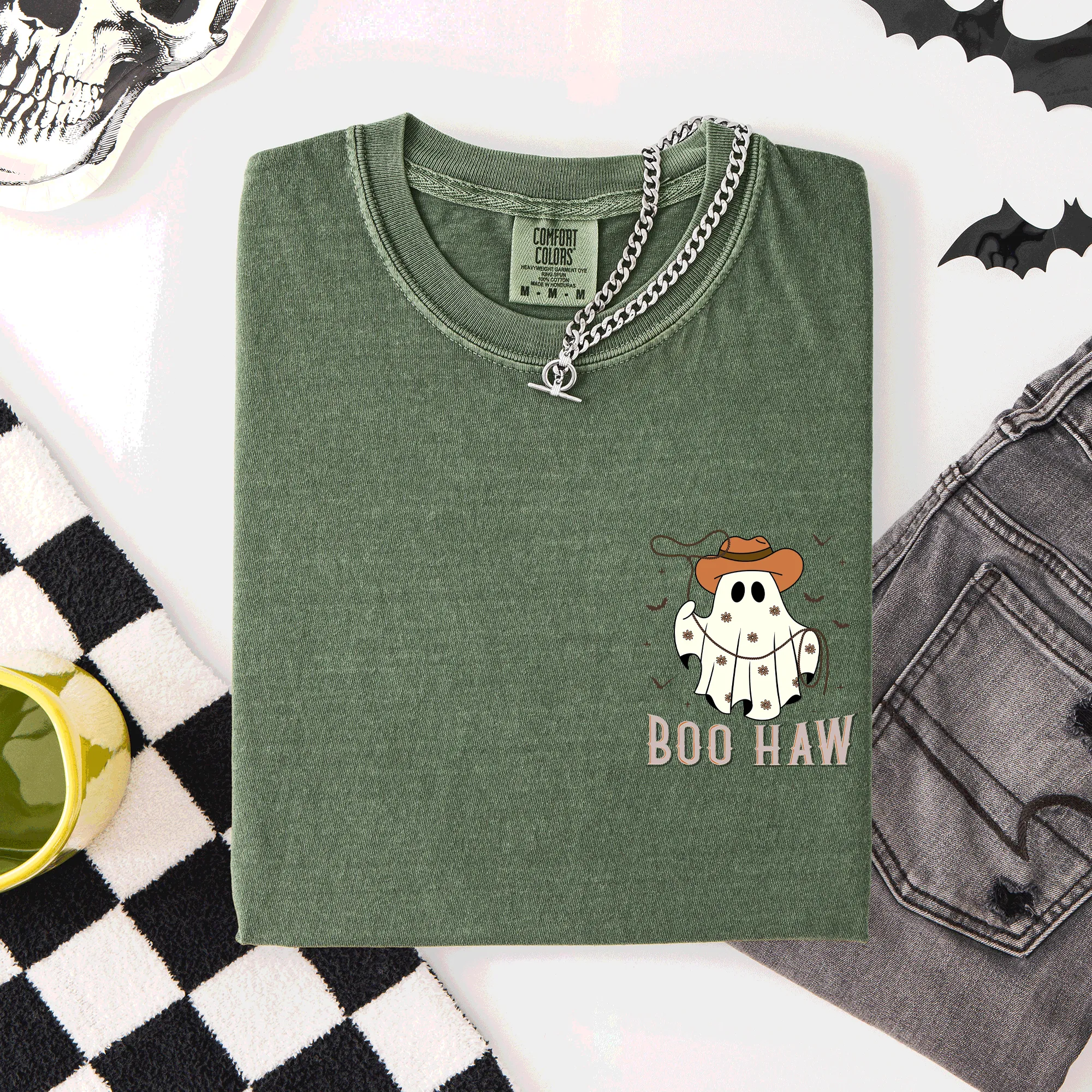 Boo Haw, Lasso, Cowboy, Western, Country, Halloween, Pocket, Comfort Colors T-Shirt sold by Refinery Number One product image thumbnail 3
