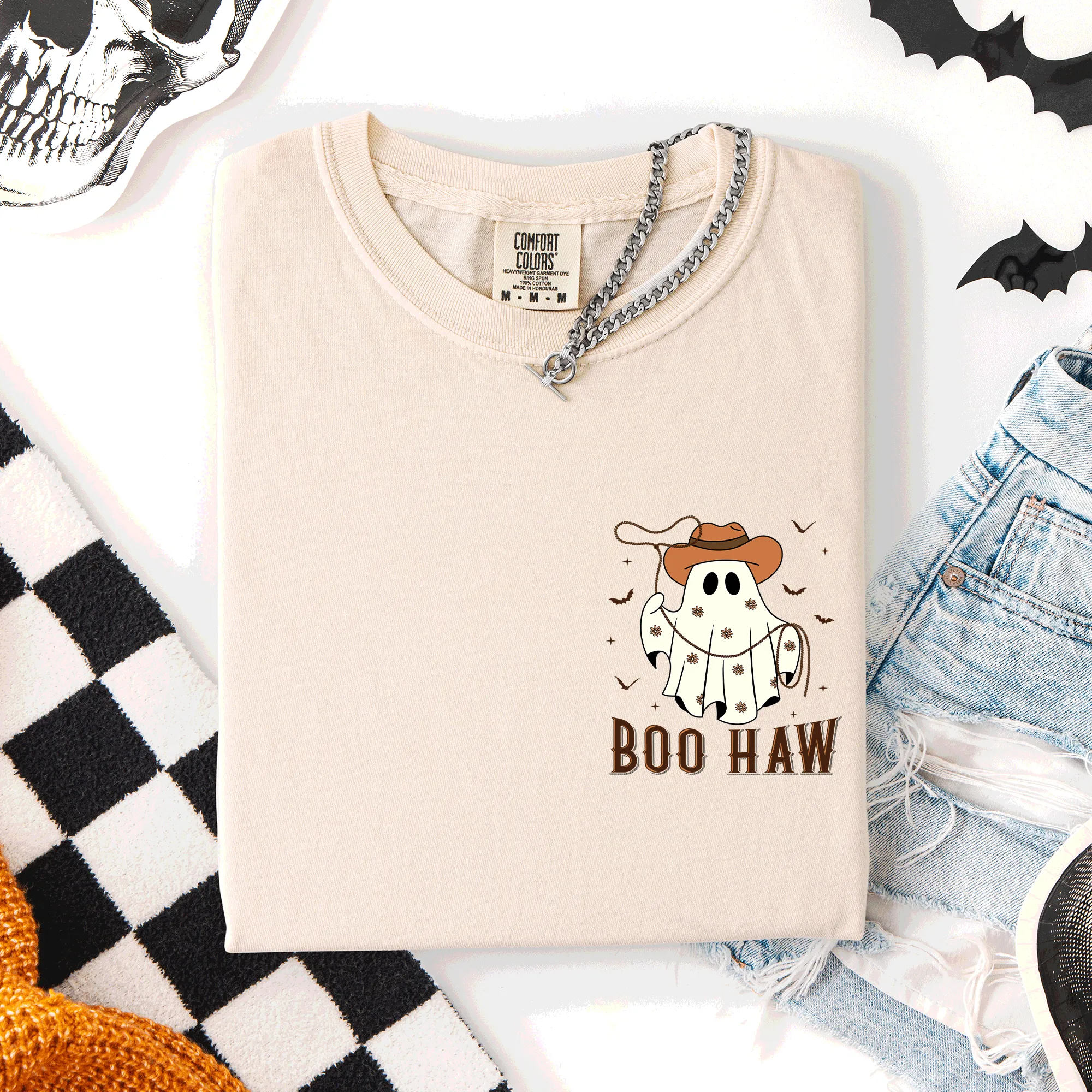 Boo Haw, Lasso, Cowboy, Western, Country, Halloween, Pocket, Comfort Colors T-Shirt sold by Refinery Number One product image thumbnail 2