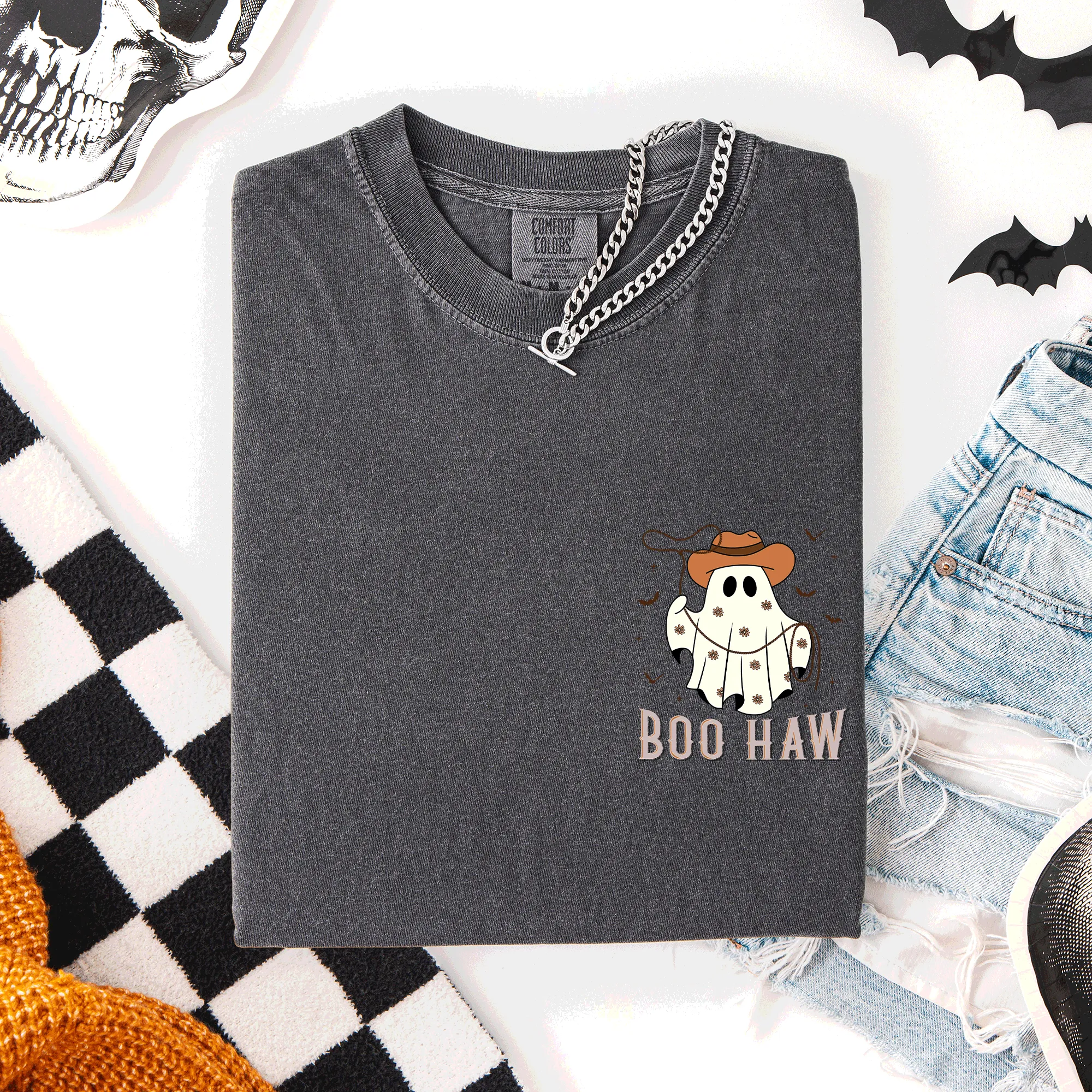 Boo Haw, Lasso, Cowboy, Western, Country, Halloween, Pocket, Comfort Colors T-Shirt sold by Refinery Number One