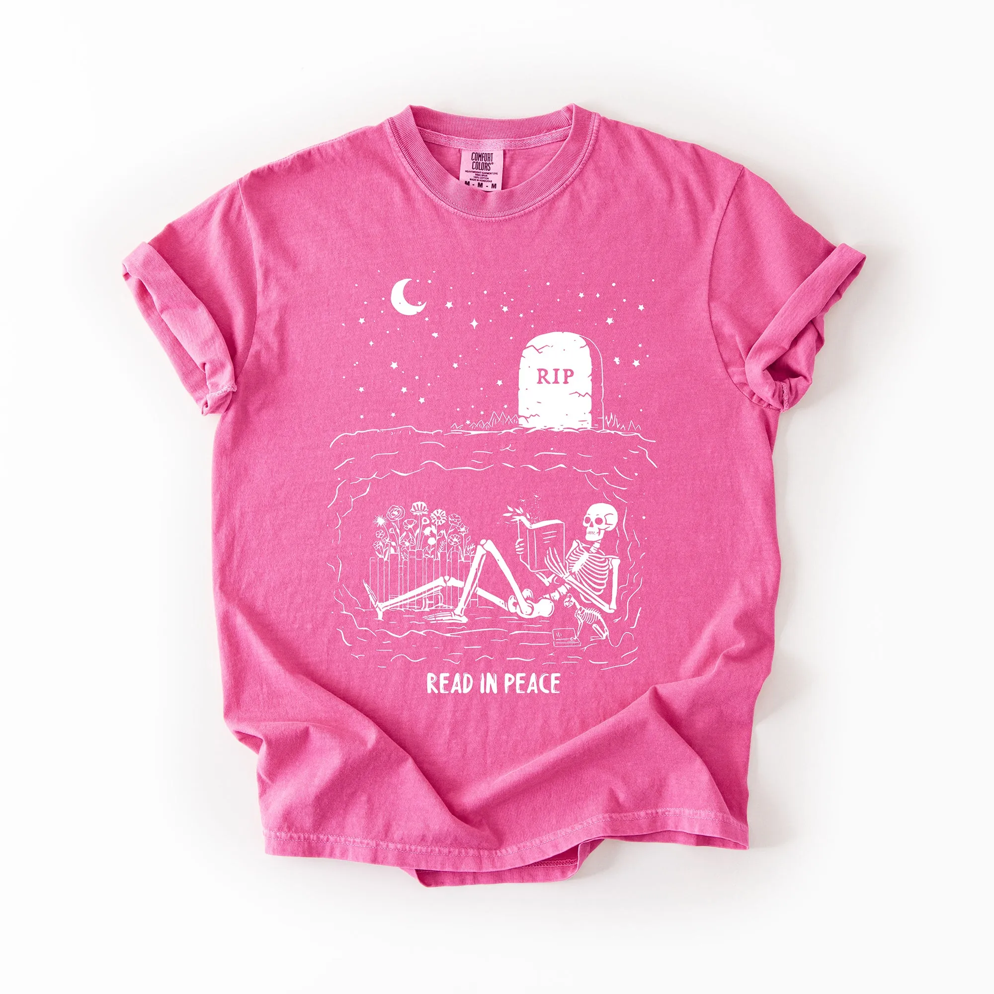 Read In Peace, Skeleton, RIP, Halloween, Booktok, Bookish, Library, Trending Graphic Tee, Comfort Colors T-Shirt sold by Refinery Number One product image thumbnail 4