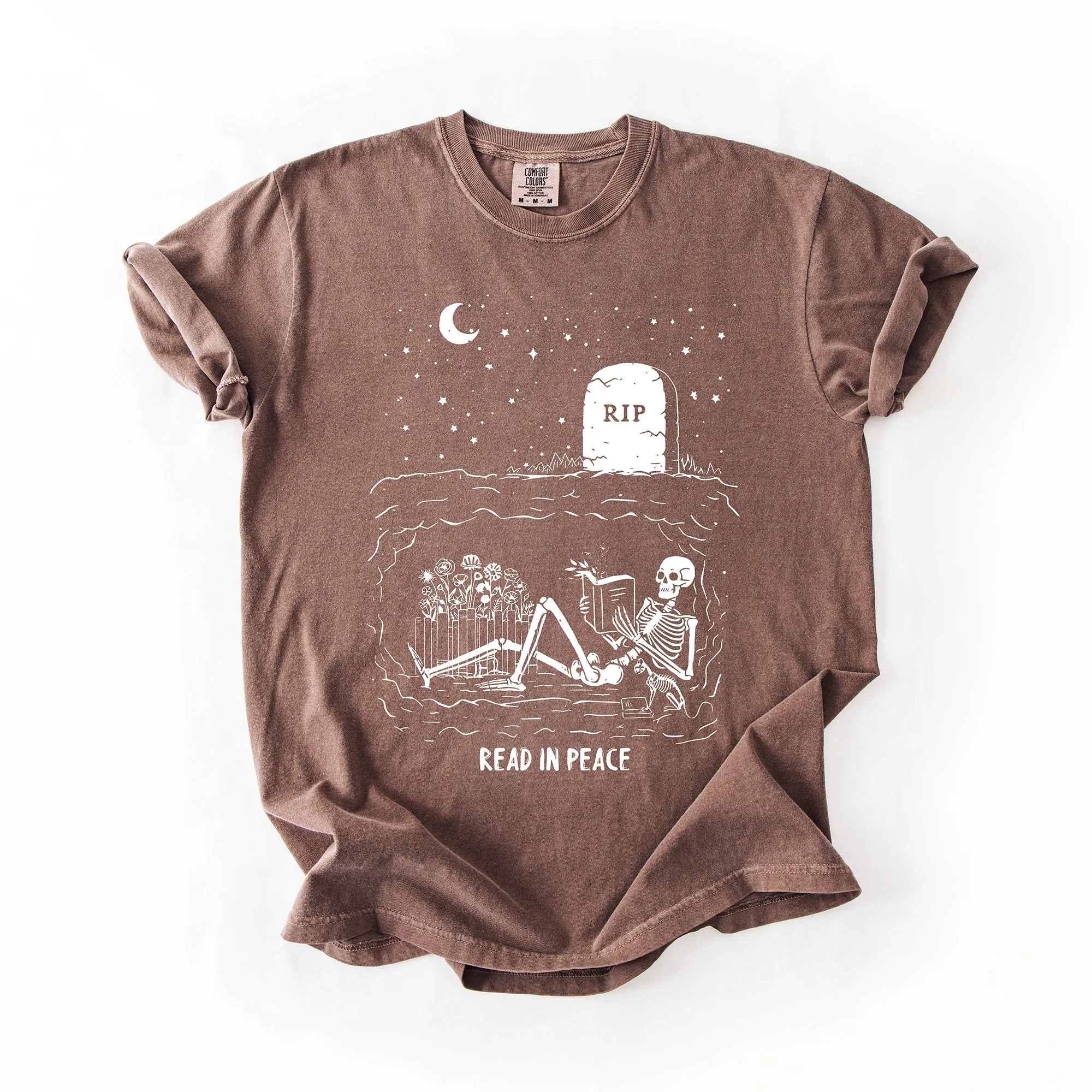 Read In Peace, Skeleton, RIP, Halloween, Booktok, Bookish, Library, Trending Graphic Tee, Comfort Colors T-Shirt sold by Refinery Number One product image thumbnail 3