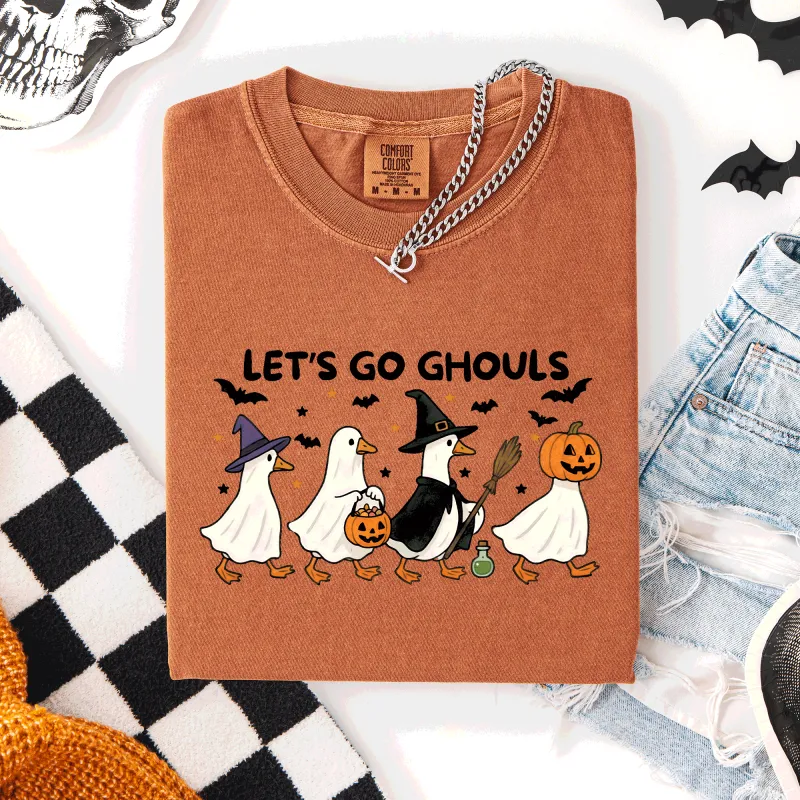 Let's Go Ghouls, Funny Geese, Goose, Halloween, Witch, Comfort Colors T-Shirt sold by Refinery Number One