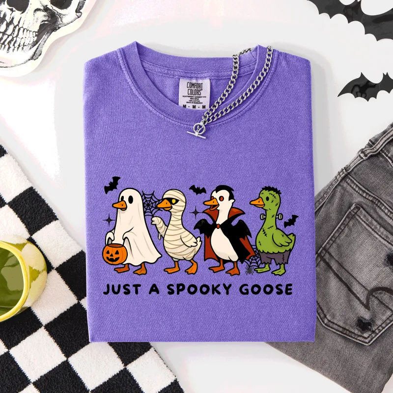 Just A Spooky Goose, Dracula, Vampire, Ghost, Mummy, Halloween, Funny, Comfort Colors T-Shirt sold by Refinery Number One