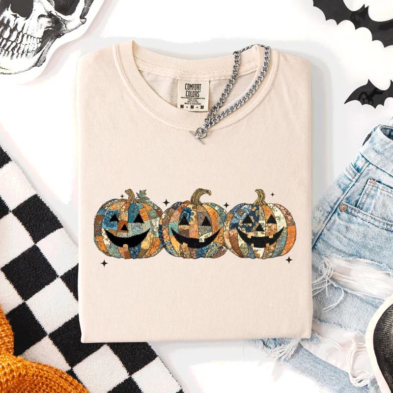 Jack o Lanterns, Faux Quilt, Classic, Cute, Trad, Halloween, Fall, Autumn, Comfort Colors T-Shirt sold by Refinery Number One