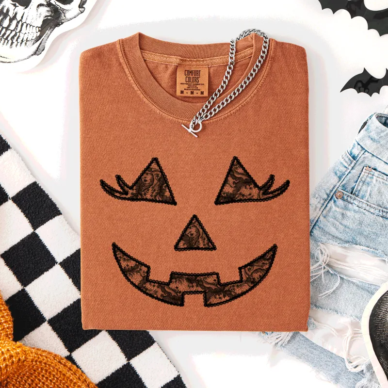 Jack o Lantern, Coquette, Faux Lace, Halloween, Comfort Colors T-Shirt sold by Refinery Number One