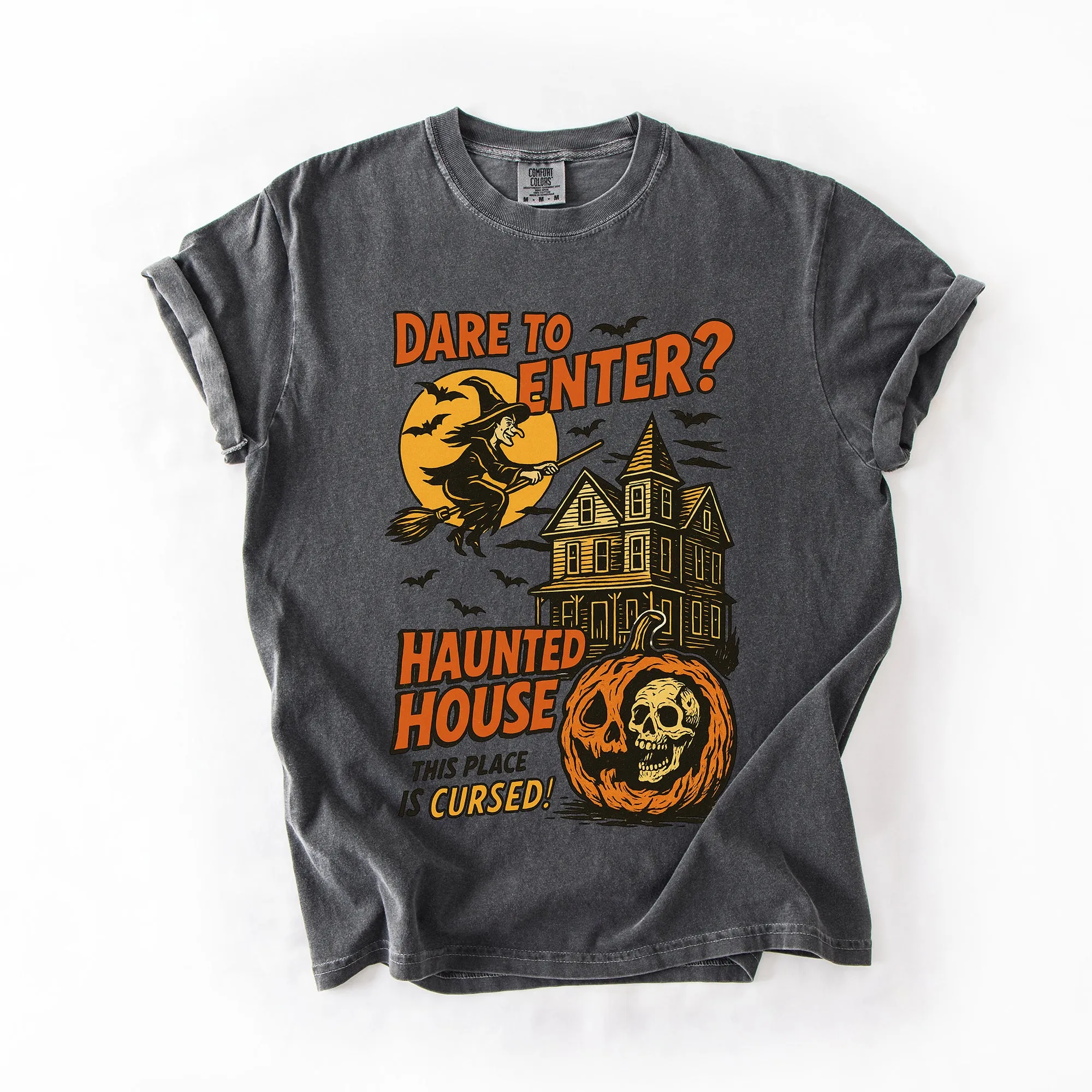Haunted House, Halloween, Retro, Spooky, Witch, Comfort Colors T-Shirt sold by Refinery Number One product image thumbnail 4