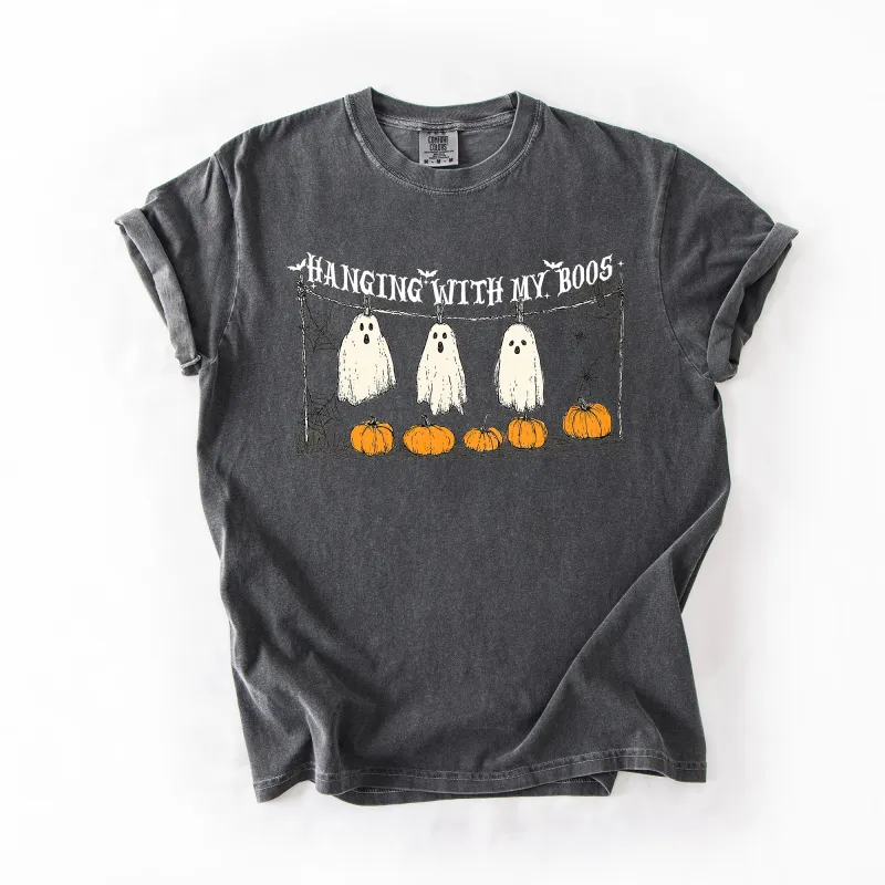 Hanging With My Boos, Ghosts, Halloween, Funny, Pumpkins, Comfort Colors T-Shirt made by Refinery Number One