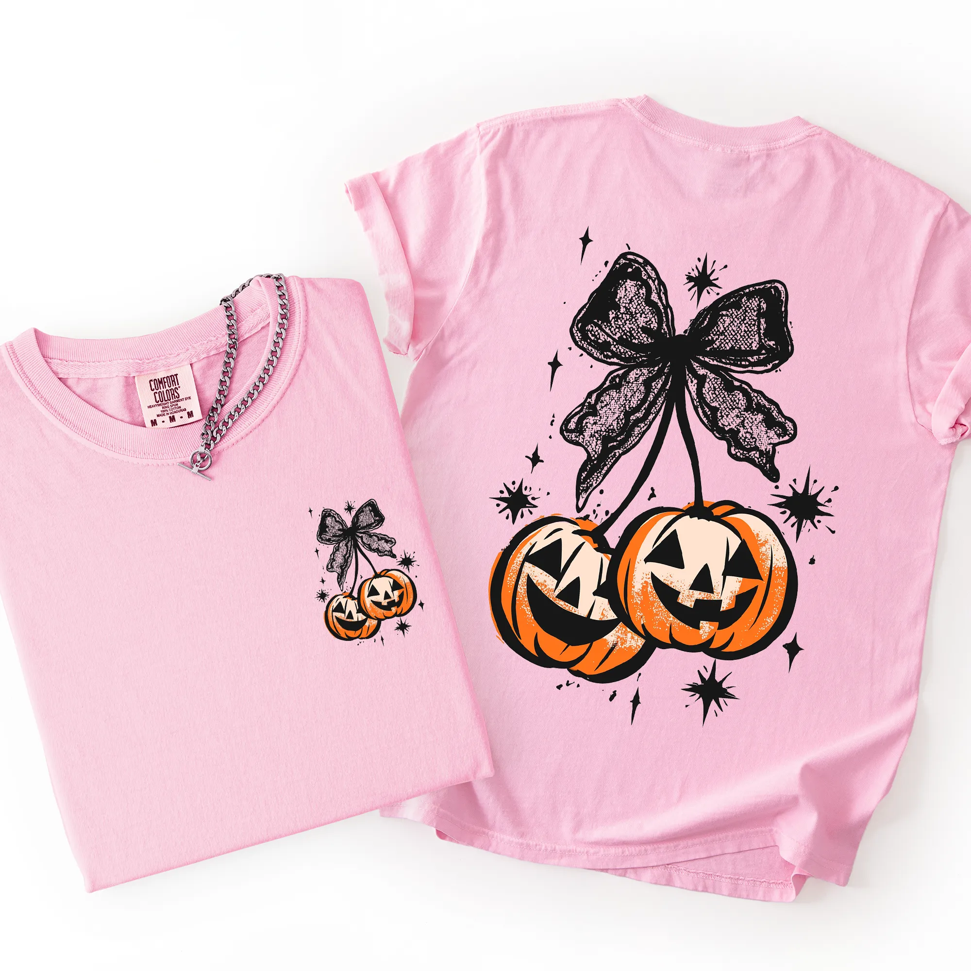 Halloween Cherry Pumpkins, Cute, Front and Back, Comfort Colors T-Shirt sold by Refinery Number One