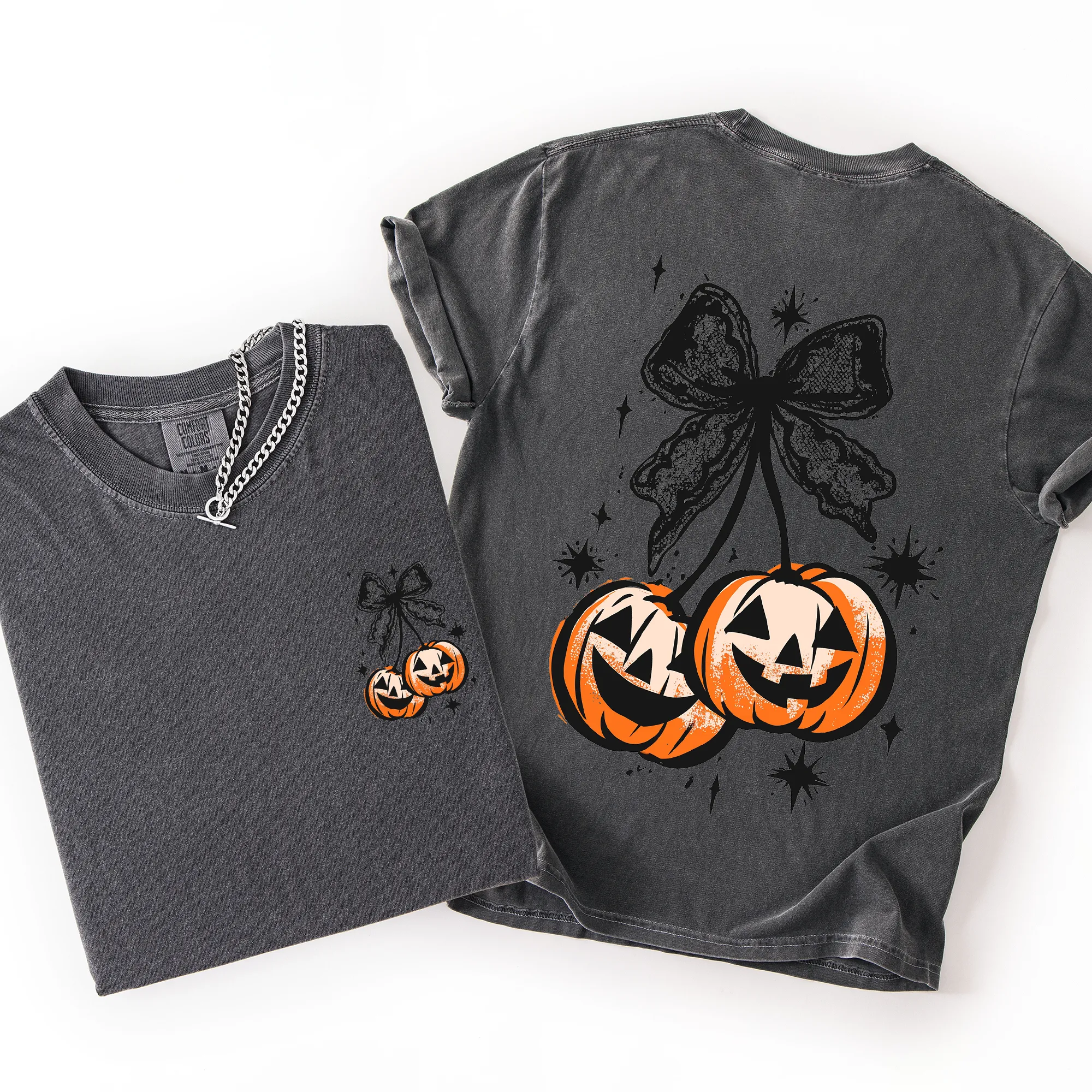 Halloween Cherry Pumpkins, Cute, Front and Back, Comfort Colors T-Shirt sold by Refinery Number One product image thumbnail 4