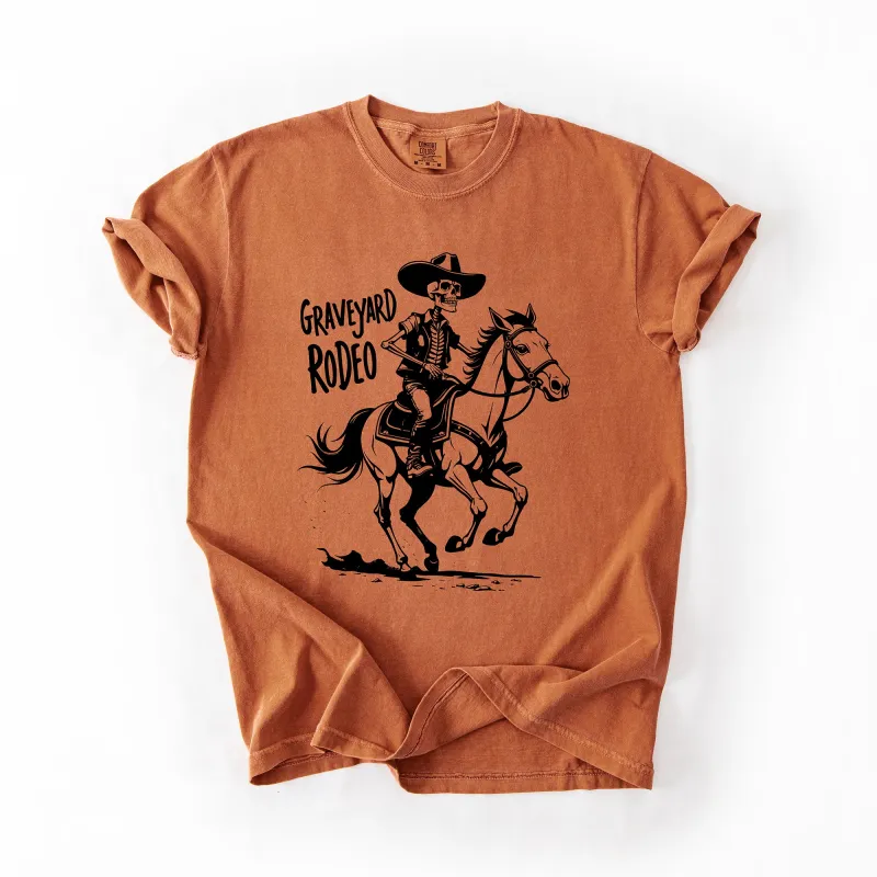Graveyard Rodeo, Cowboy Skeleton, Halloween, Comfort Colors T-Shirt sold by Refinery Number One