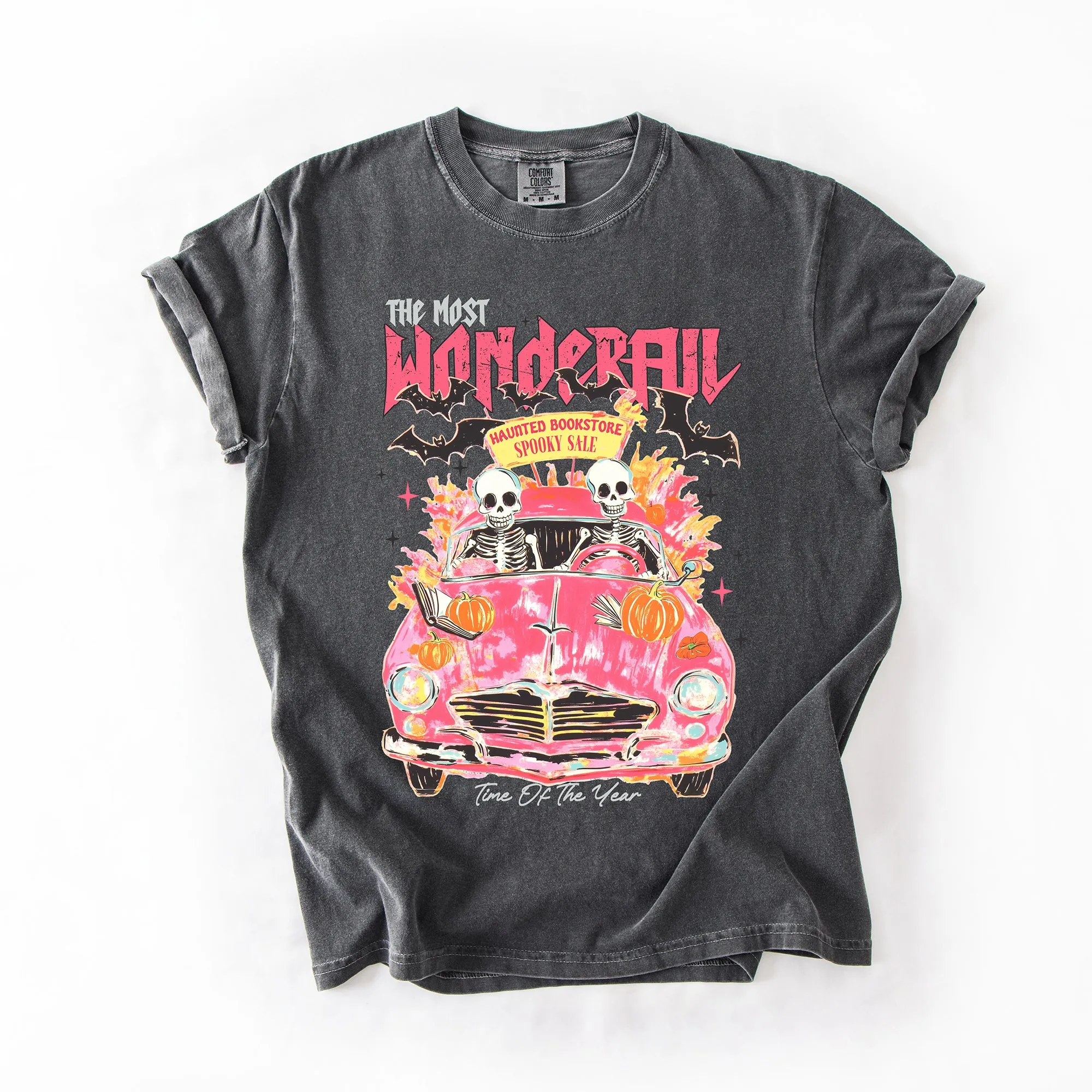 The Most Wonderful Time Of The Year, Reading Skeletons, Pink, Spooky, Halloween, Trending Graphic Tee, Comfort Colors T-Shirt sold by Refinery Number One product image thumbnail 4