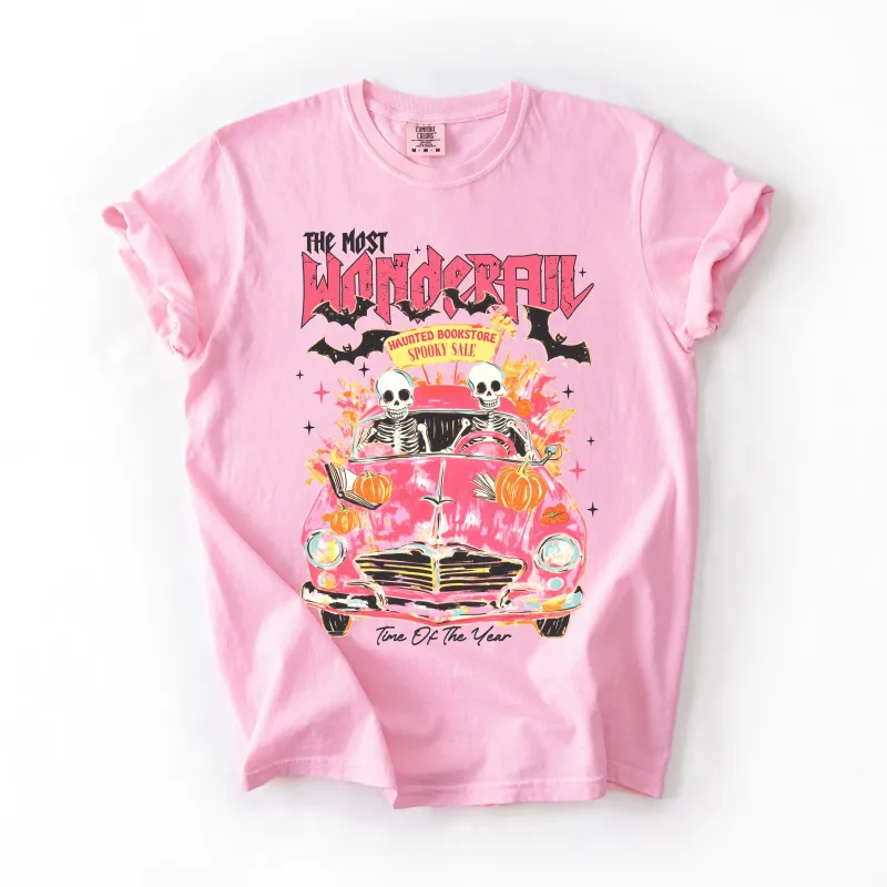 The Most Wonderful Time Of The Year, Reading Skeletons, Pink, Spooky, Halloween, Trending Graphic Tee, Comfort Colors T-Shirt sold by Refinery Number One