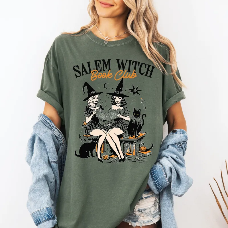 Salem Book Club, Cute Cats, Retro, Classic, Vintage, Halloween, Reading, Books, Comfort Colors T-Shirt sold by Refinery Number One