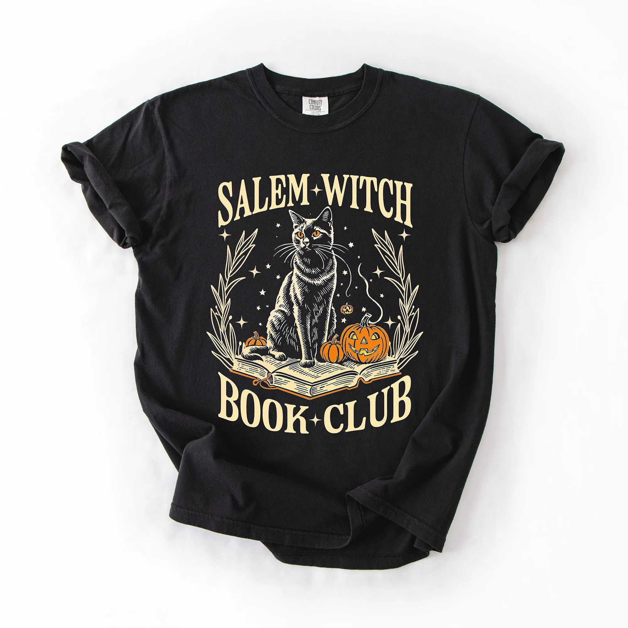 Salem Book Club, Cat, Retro, Classic, Vintage, Halloween, Reading, Books, Comfort Colors T-Shirt sold by Refinery Number One