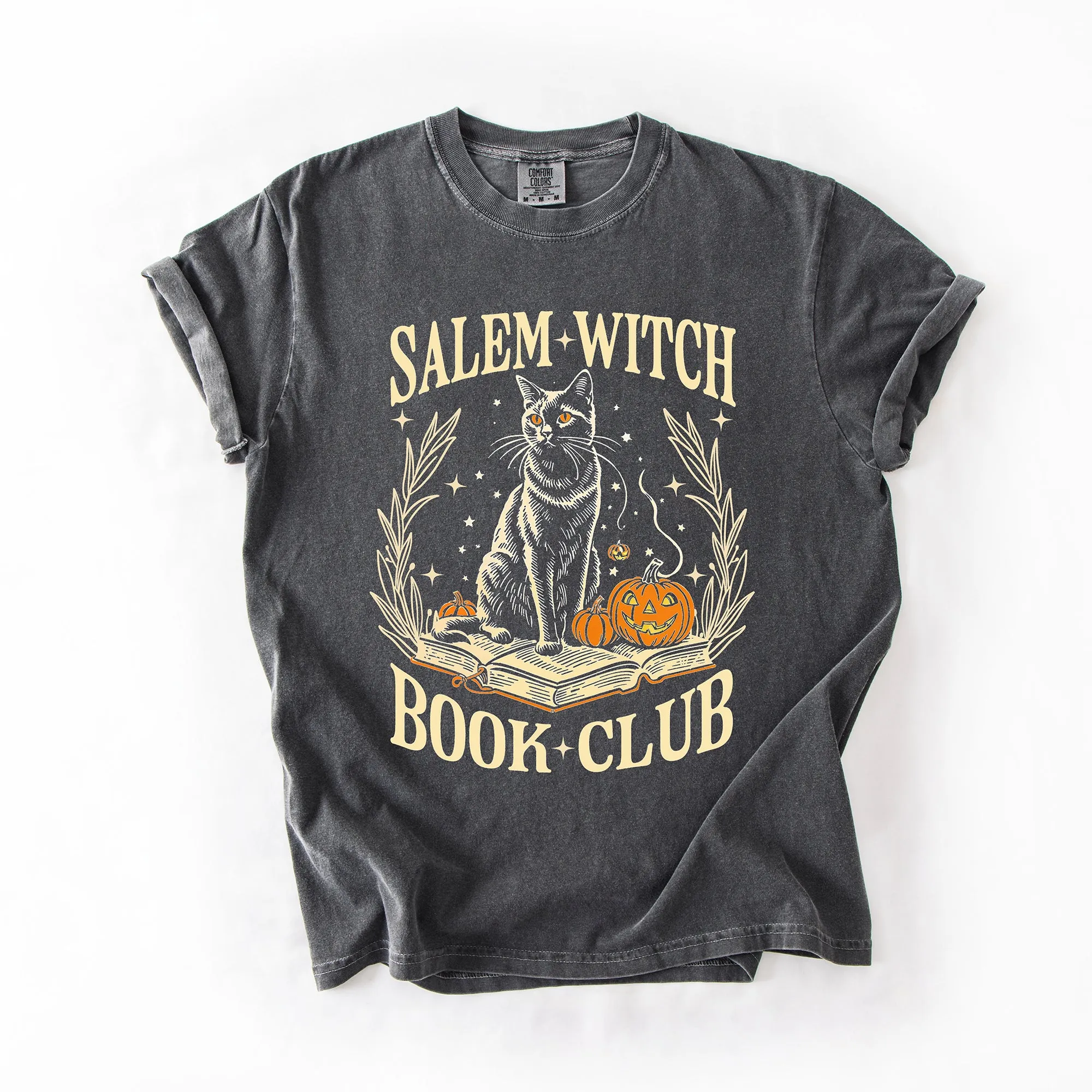 Salem Book Club, Cat, Retro, Classic, Vintage, Halloween, Reading, Books, Comfort Colors T-Shirt sold by Refinery Number One product image thumbnail 5