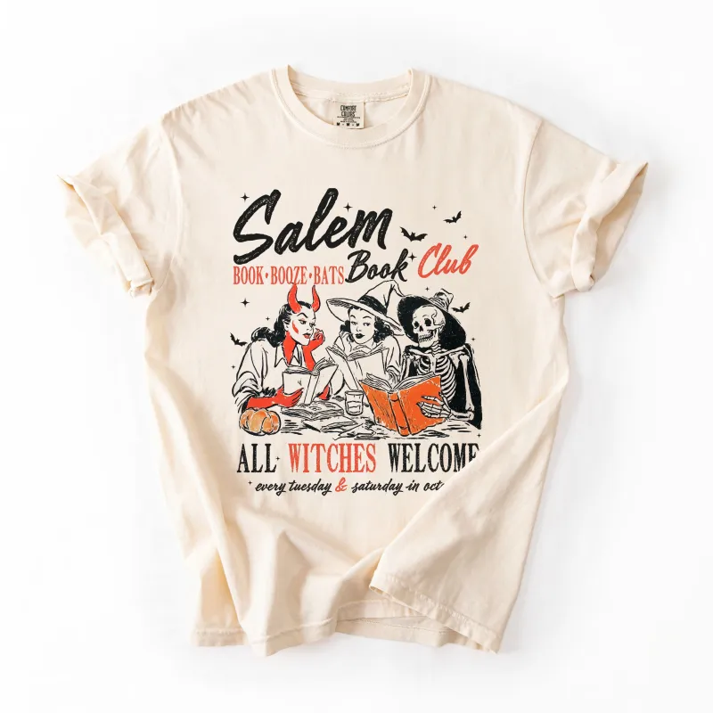 Salem Book Club, All Witches Welcome, Bookish, Booktok, Halloween, Trending Graphic Tee, Comfort Colors T-Shirt sold by Refinery Number One