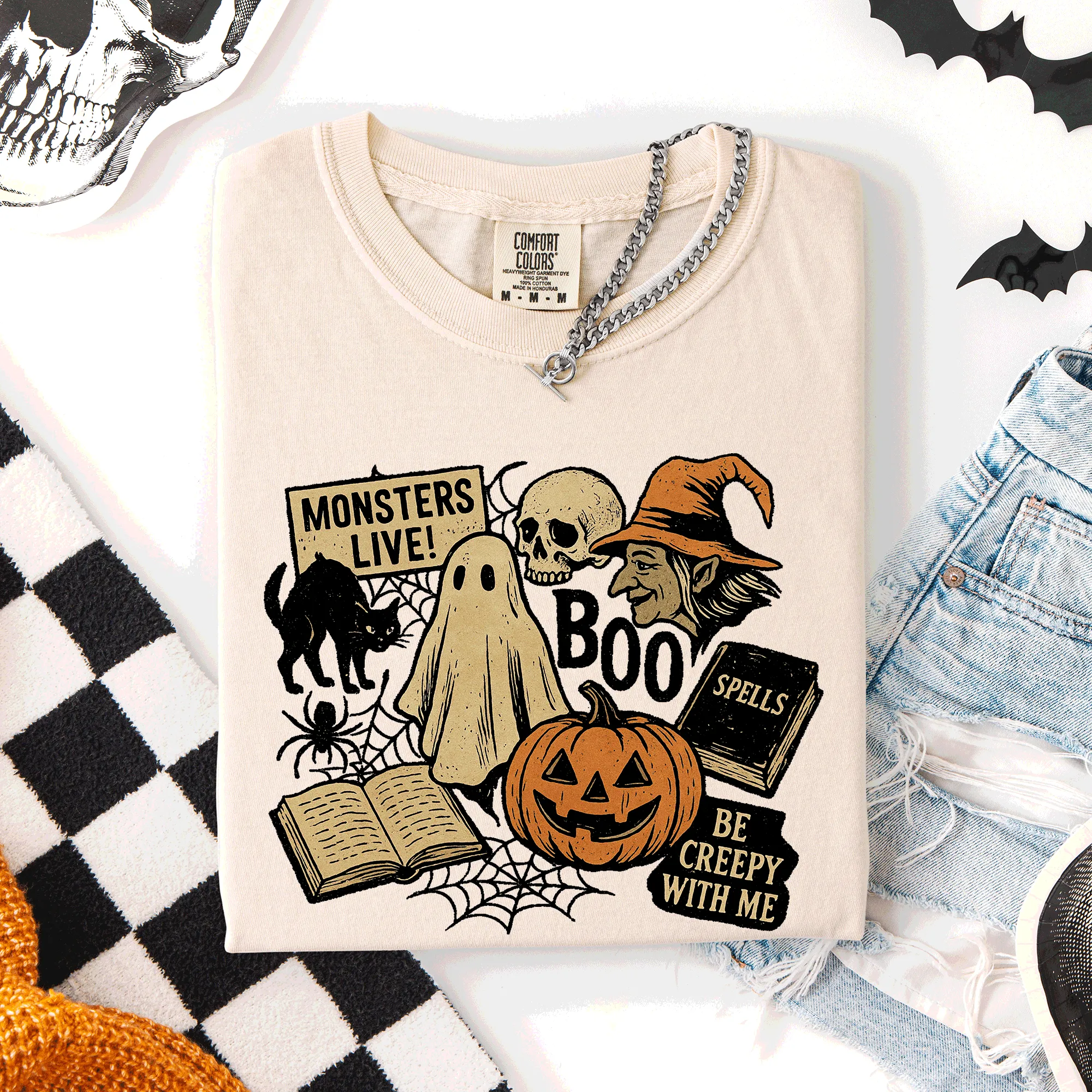Retro Halloween, Monsters, Witch, Creepy, Comfort Colors T-Shirt sold by Refinery Number One product image thumbnail 2