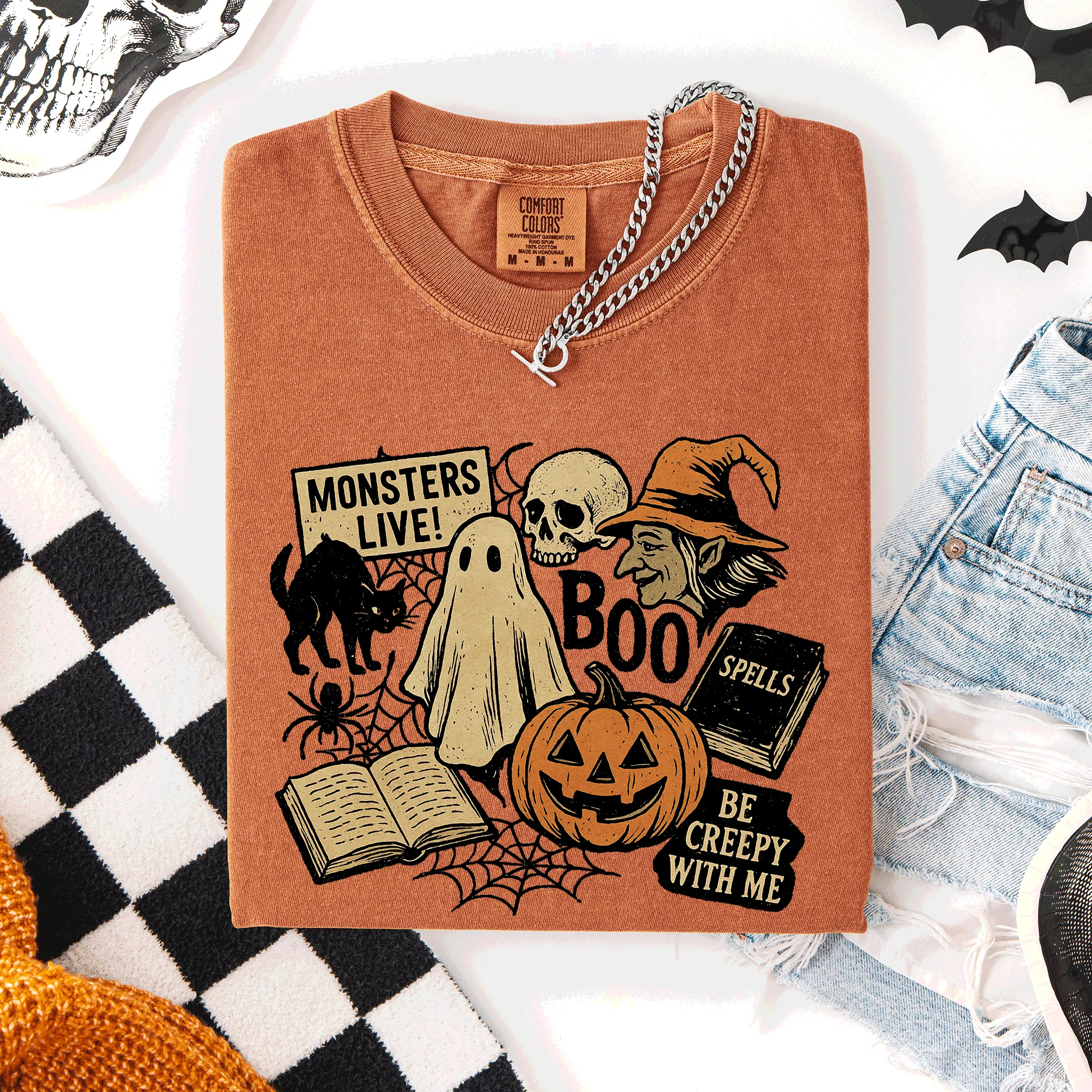 Retro Halloween, Monsters, Witch, Creepy, Comfort Colors T-Shirt sold by Refinery Number One